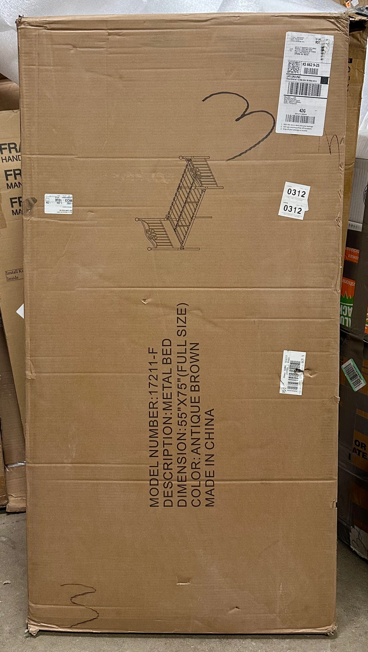 TUSEER Full Size Metal Bed Frame with Victorian Headboard and Footboard, Platform Wrought Iron Base/No Box Spring Needed/Under Bed Storage (Antique Brown, Full) (B1202)