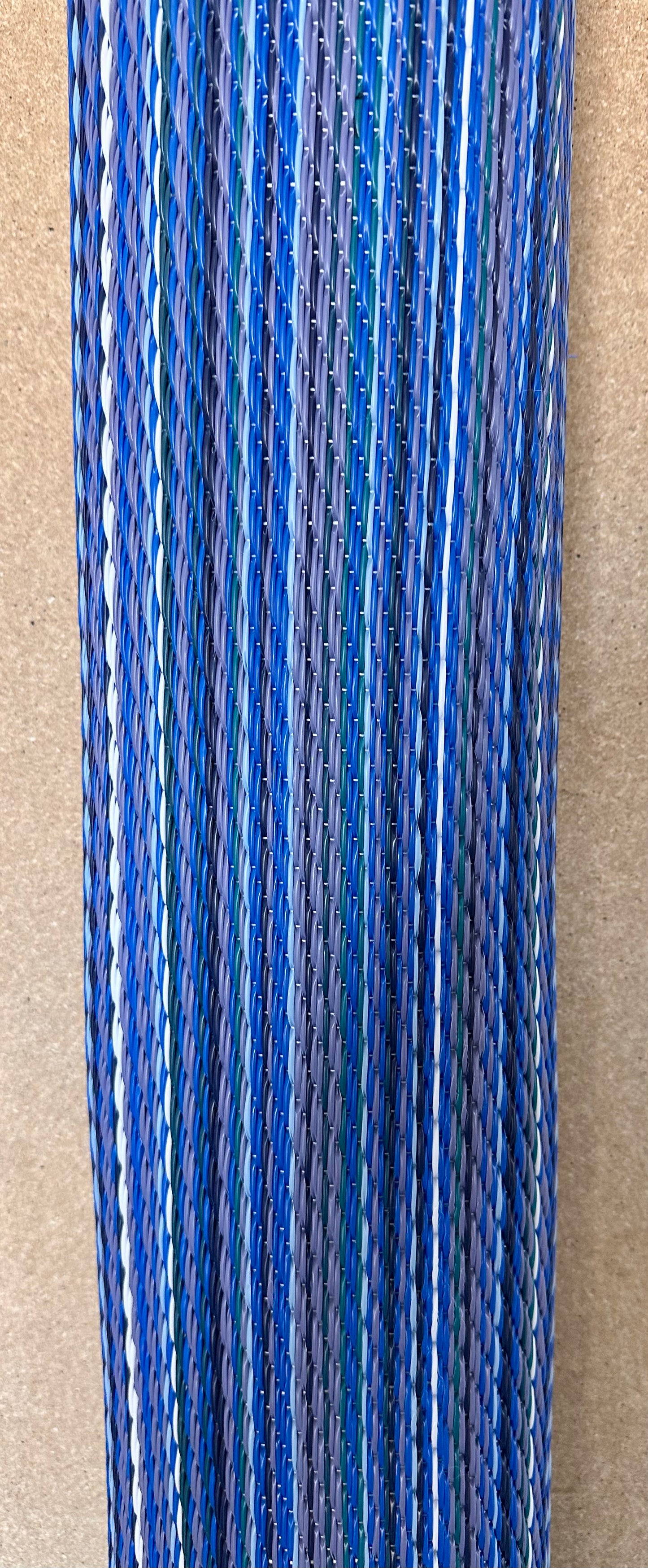 New - Fab Habitat Striped Outdoor Rug 8’x10’ Waterproof, Fade Resistant, Crease-Free, Reversible - Premium Recycled Plastic-Cancun Indigo (L880)
