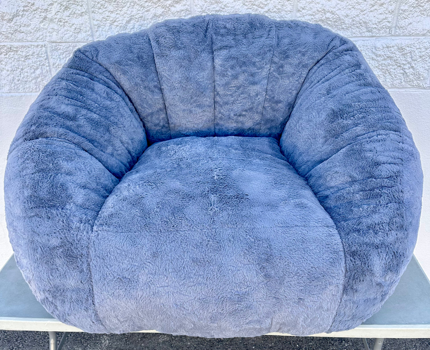 Giant Bean Bag Chair for Adults, Soft Faux Fur, Oversized Comfy Bean Bag Sofa for Living Room, Bedroom & Dorm, Blue Grey (L1024)