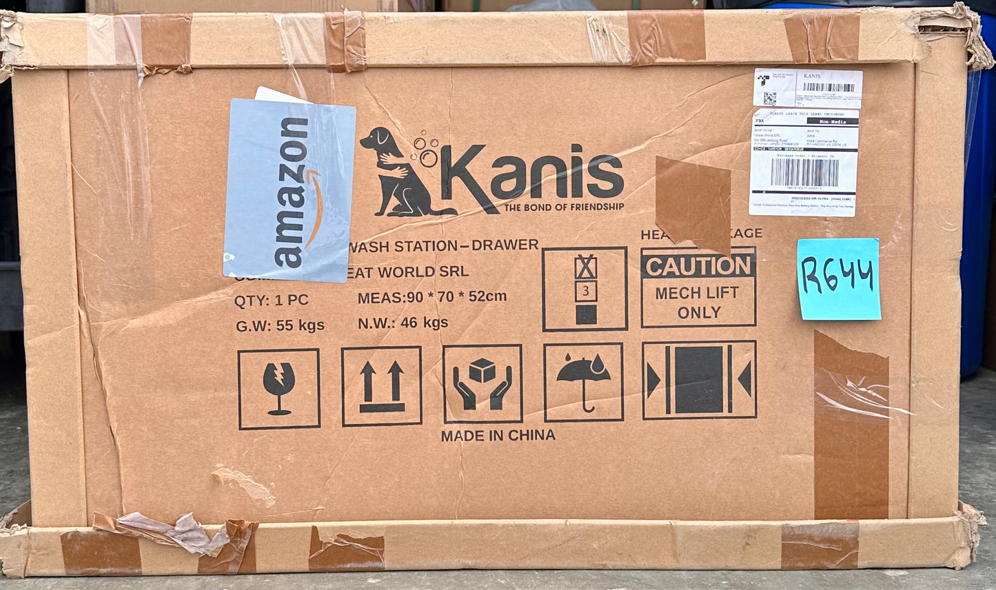 KANIS Professional Stainless Steel Dog Bathing Station - Grooming Tub with Storage Drawer, Floor Grate & Faucet/Dog Bathtub for Large, Medium & Small Pets (32", 1 Drawer - NO RAMP) (R644)