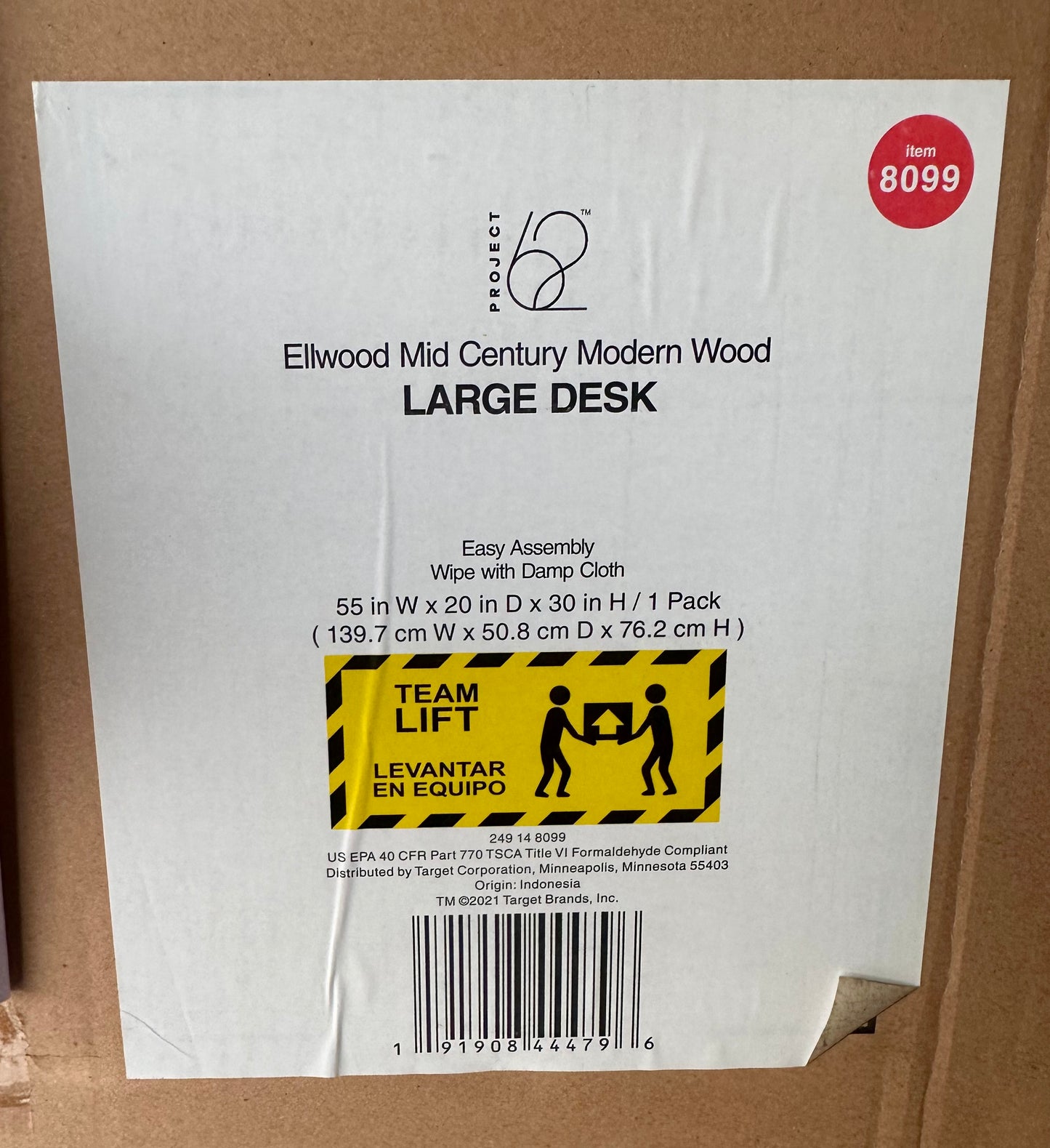 New - White, Mid Century Modern Desk (L825)