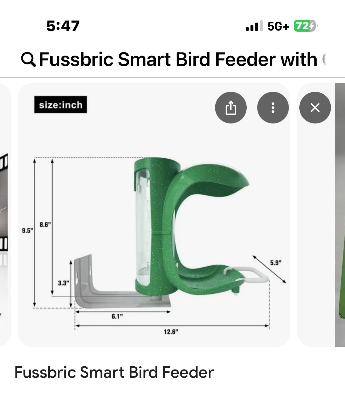 Fussbric Smart Bird Feeder with Camera, AI Recognition, Bird Sensing, WiFi APP Connection - Green