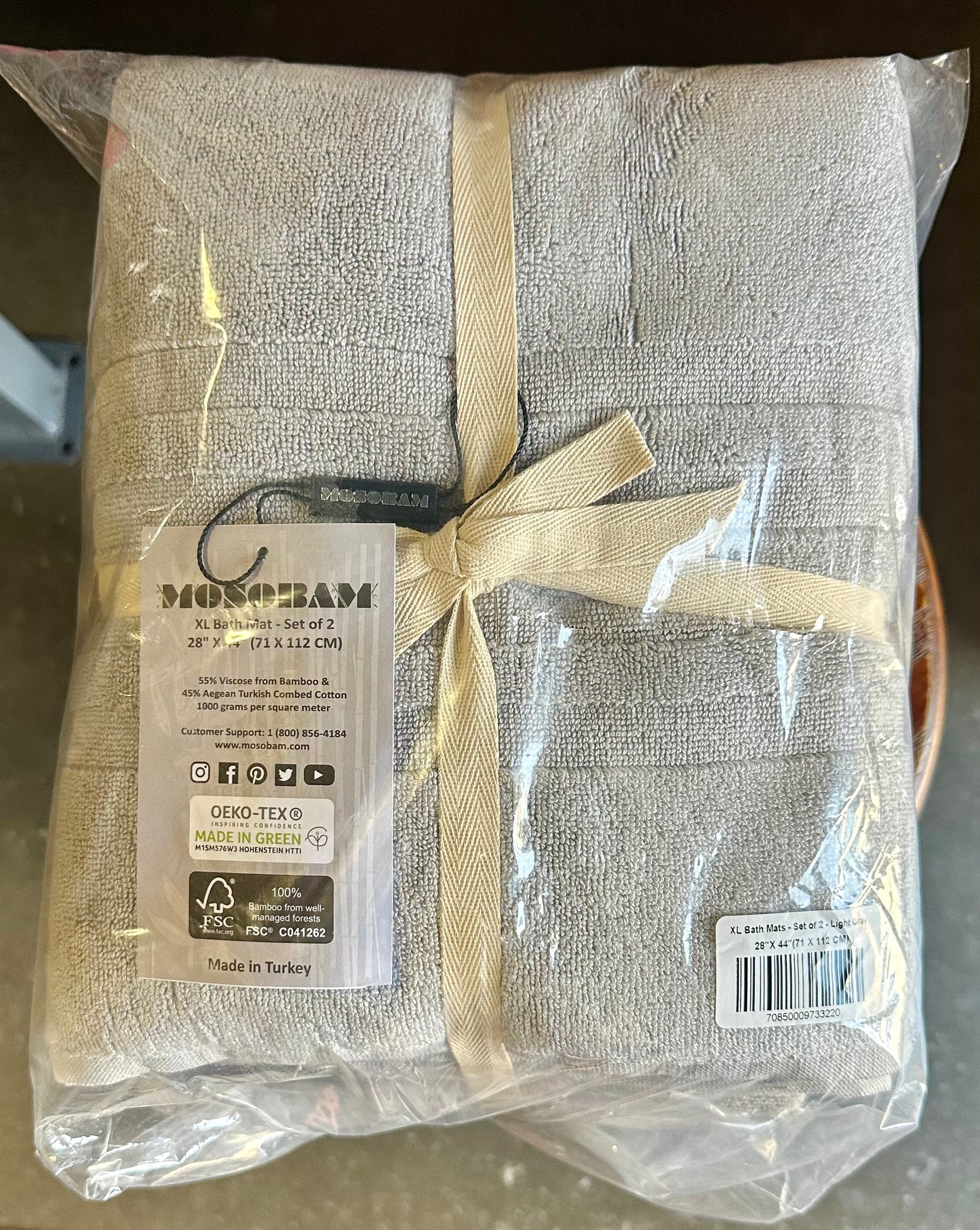 Mosobam 2-piece XL Bath Mat Set – Light Gray