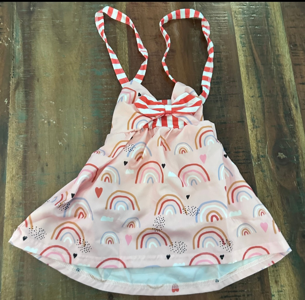 Toddler Baby Girls Summer Skirt Rainbow Print SleevelessStrap Backless Dress (Size 12-18 Months)