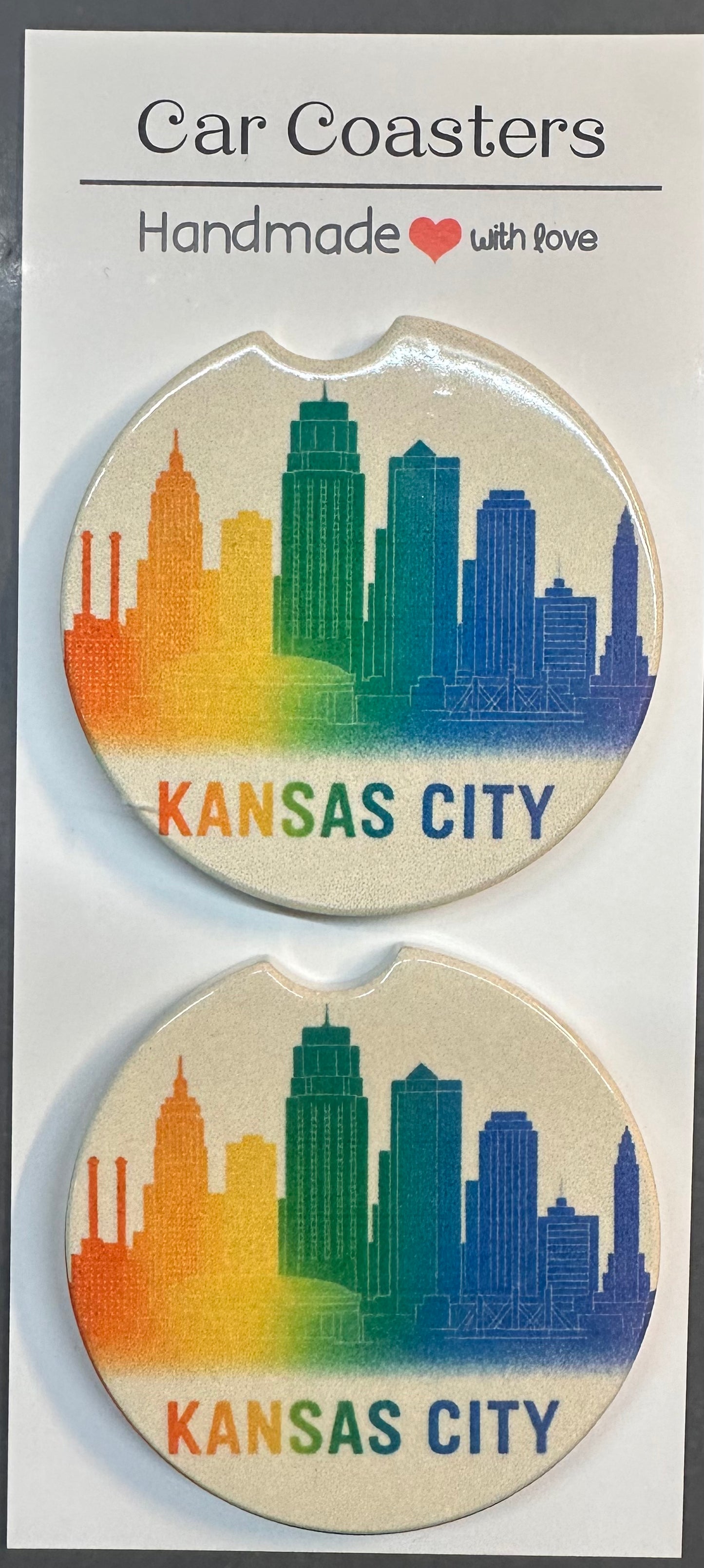 Kansas City Pride Ceramic Car Coasters - Set of 2