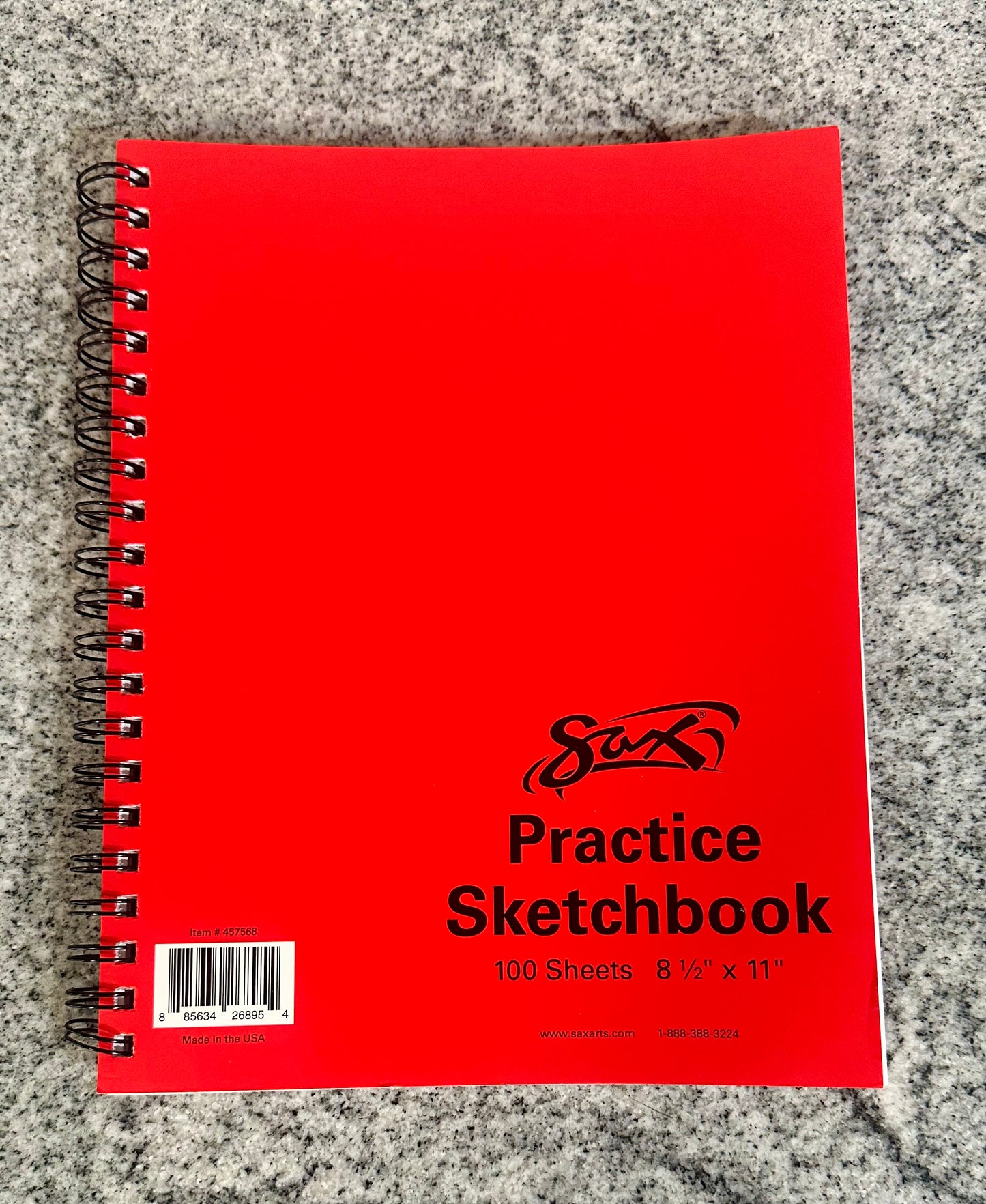 Sax Spiral Binding Smooth Sketchbook, 20 lb, 8-1/2 x 11 Inches, 50 Sheets, Red