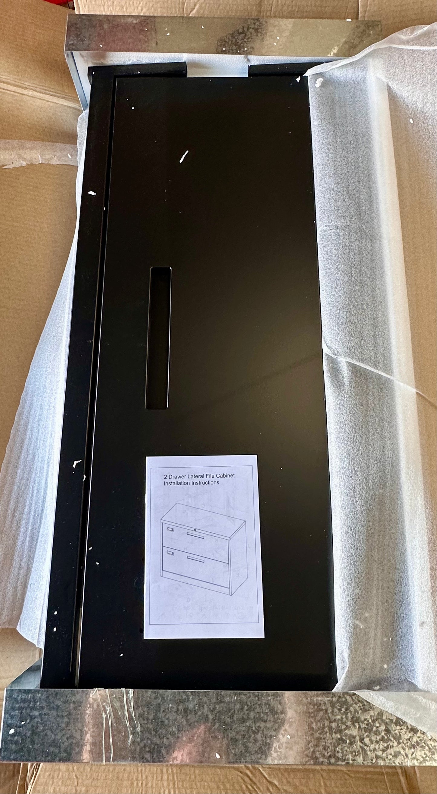Lateral File Cabinet with Lock,2 Drawer Metal Filing Cabinet for Home, Office, Wide File for Legal/Letter A4 Size Black (O427)