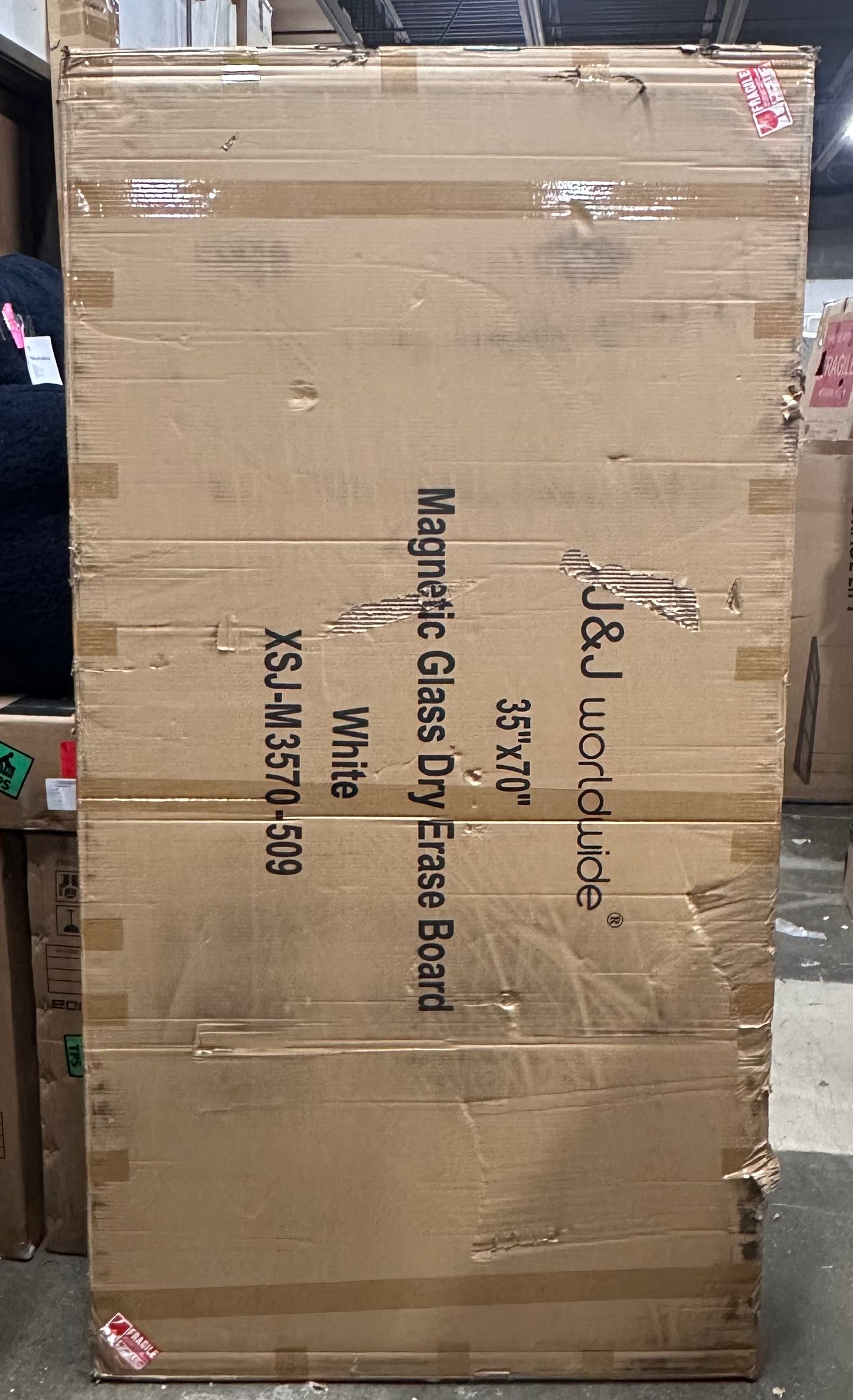 J&J worldwide Glass Dry Erase Board 6'x 3', Glass Whiteboard, Large Frameless Magnetic Glass White Board, Includes Magnets, Marker Tray, Eraser for Office, Home, School (O480)