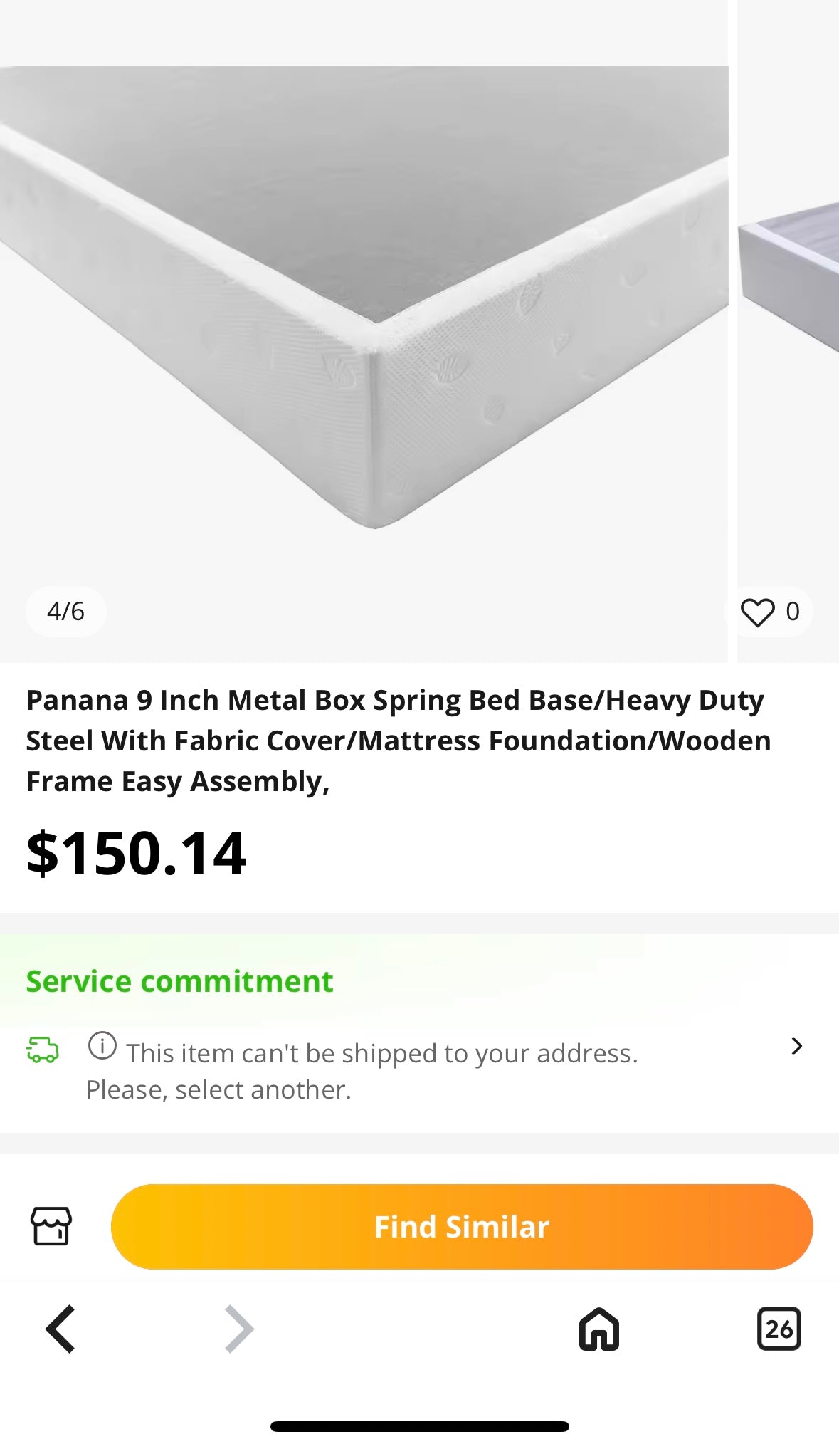 Panana 9 Inch Metal Box Spring Bed Base/Heavy Duty Steel With Fabric Cover/Mattress Foundation/Wooden Frame Easy Assembly, (B1129)