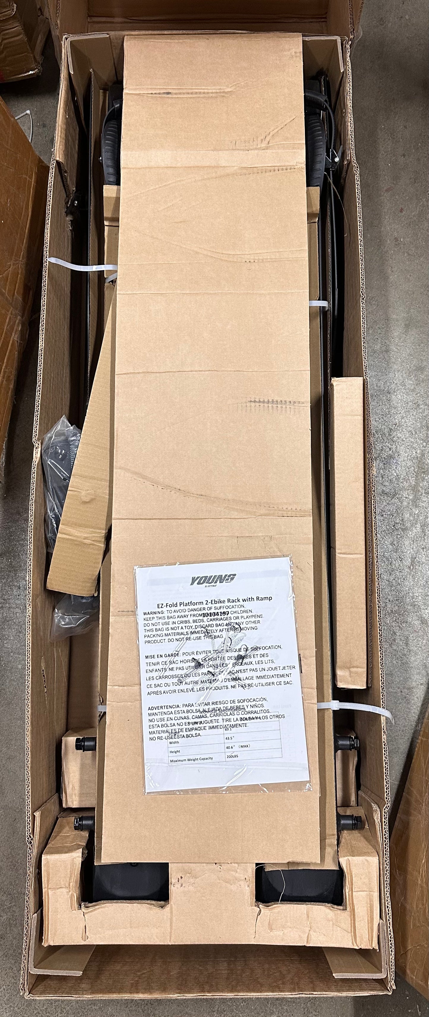 E-Bike Fold Rack with Ramp, Hitch 2 Bike Rack, 200 lbs Capacity Electric Bike Carrier, Foldable Platform Mount for Cars, Trucks, SUVs, Minivans, Up to 5-Inch Fat Tire for 2'' Receiver (W550)