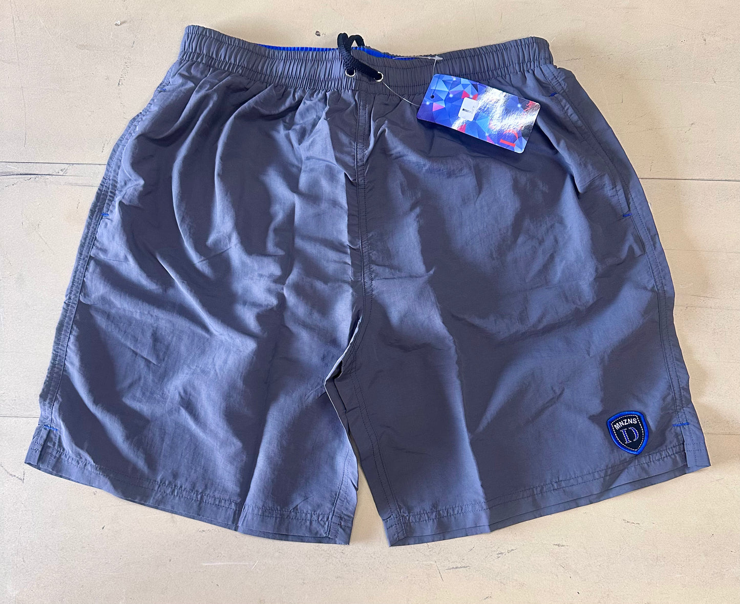 Mens Swim Trunks, Swimming Shorts, Quick Dry, 7 Inch with Mesh Lining, Grey (Size Large)