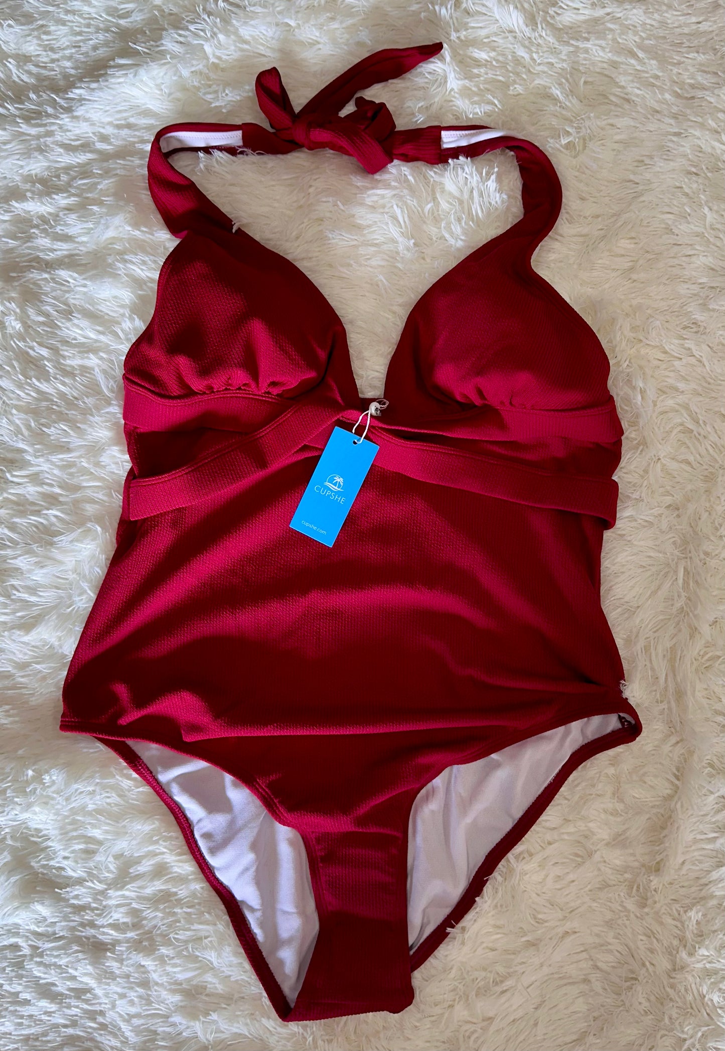 Womens Swimsuit One-Piece Swimwear Twist Cross-Over Tummy Control Adjustable Halter Straps Fully Lined Bathing Suit (Size Large)