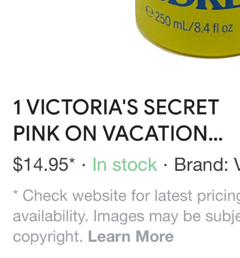 Victoria's Secret Pink On Vacation Vanilla & Dream