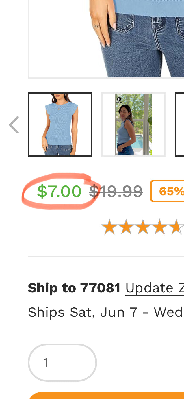 Ferlema Womens Summer Sweater Vest Casual Crew Neck Ribbed Knit Ruffle Sleeve Lightweight Pullover Tank Tops Light Blue (Large)