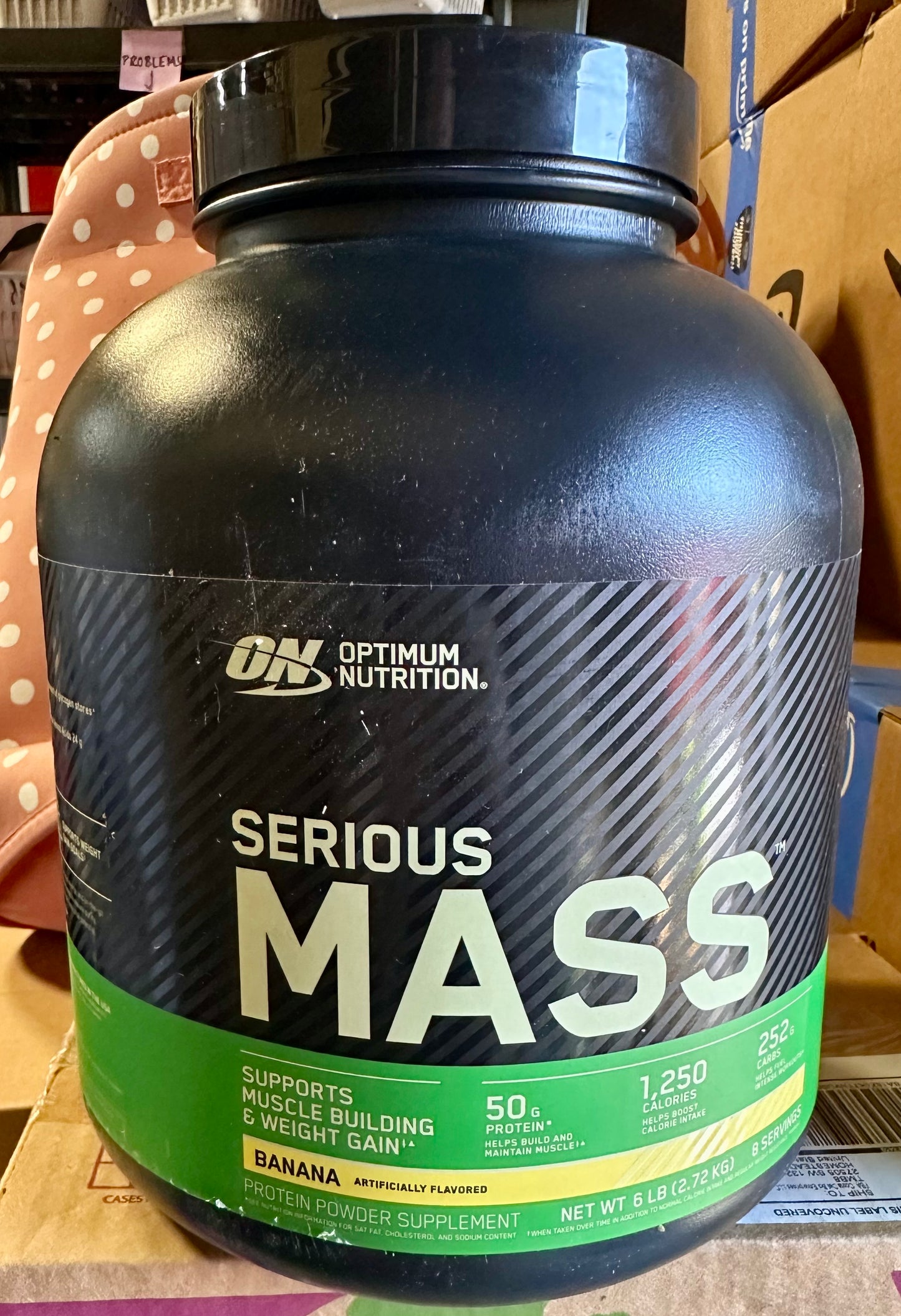 Optimum Nutrition Serious Mass, Weight Gainer Protein Powder, Mass Gainer, Vitamin C and Zinc for Immune Support, Creatine, Banana, 6 Pound