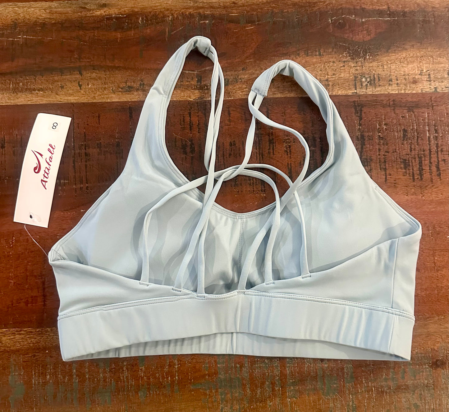 Attifall Sports Bra for Women, Sexy Crisscross Back, Low Impact Padded Strappy Yoga Bra (Size 8)
