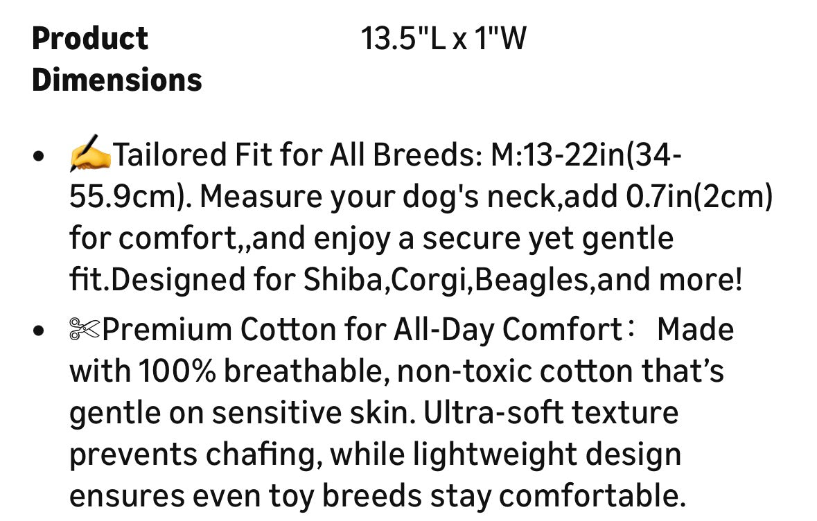 Maca Bates Dog Collar and Leash Set, Adjustable Solid Dog Collar and Leash for Medium Dogs with Golden Metal Buckle (Size Medium)