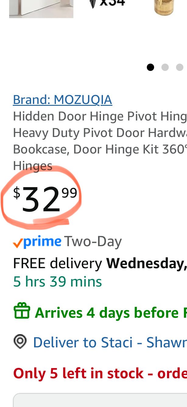 Hidden Door Hinge Pivot Hinge, 570LBS Load-Bearing Heavy Duty Pivot Door Hardware,Hidden Door Bookcase, Door Hinge Kit 360° Rotation Invisible Door Hinges