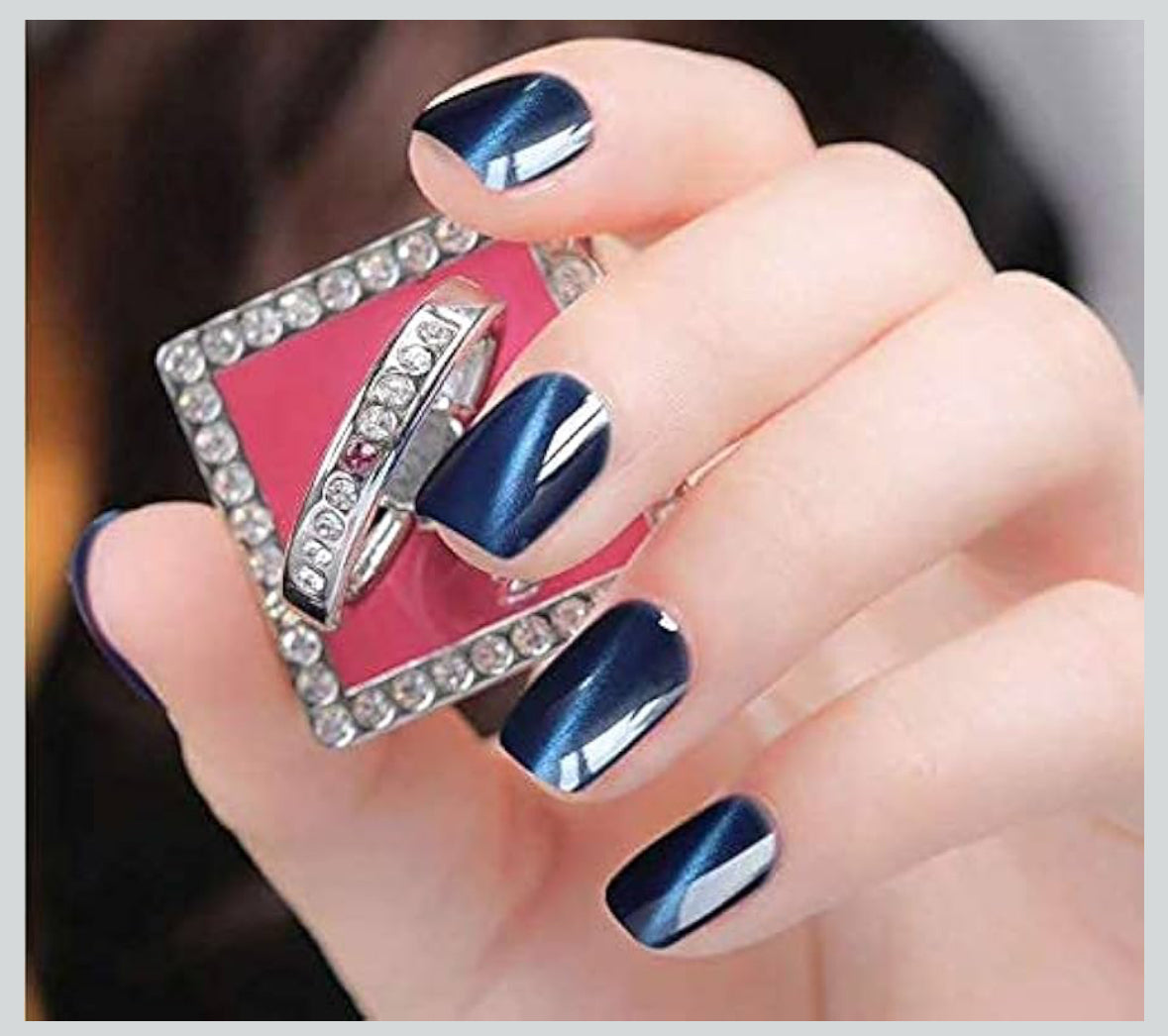 Omainy Gel Nail Polish 15ML,Cat Eye Gel Nail Polish Kit with Magnet,Cat Eye Magnetic Nail Polish Soak Off UV LED Nail Art Varnish Manicure (Dark Blue)