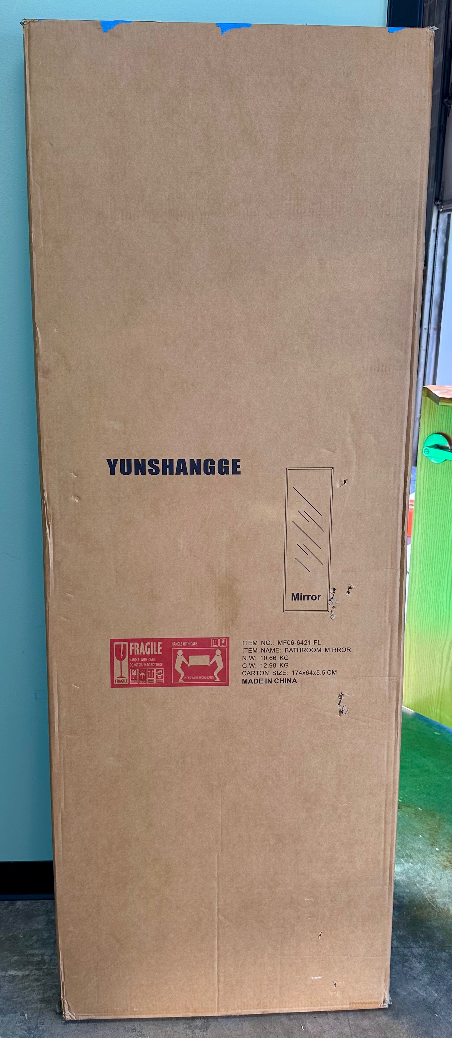 Full Length Mirror Door Hanging, 64X21 Full Length Hanging, Beveled Mirror, Frameless,Bedroom, Wardrobe, Door (M452)