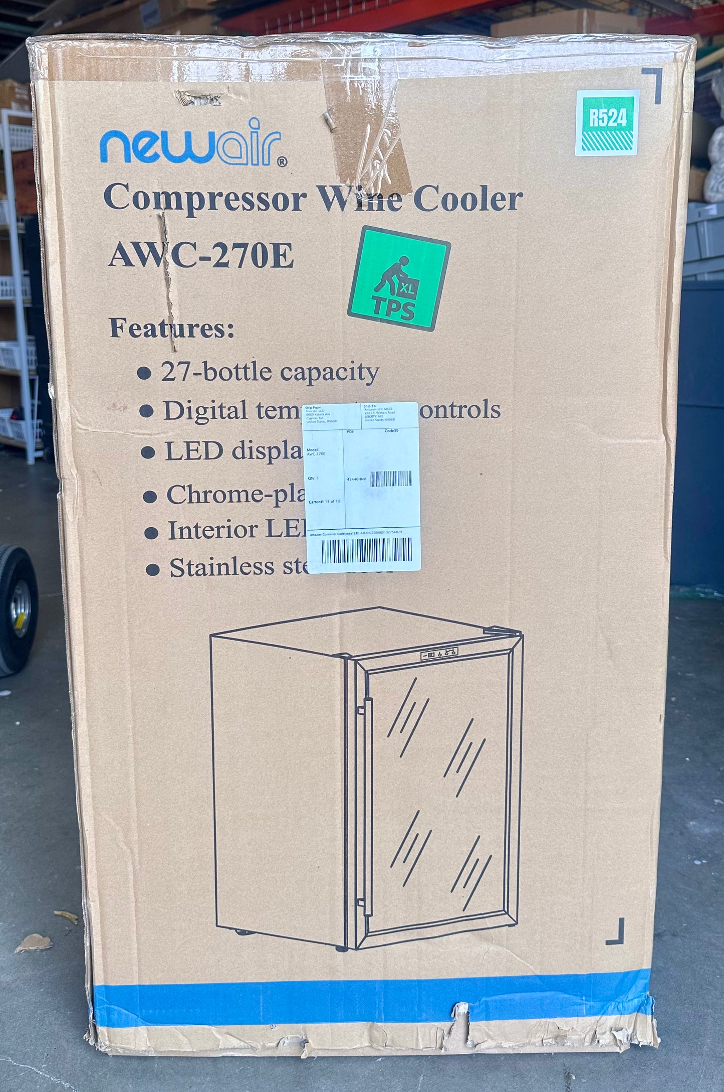 New - NewAir 27 Bottle Wine Fridge with Lock (R524)