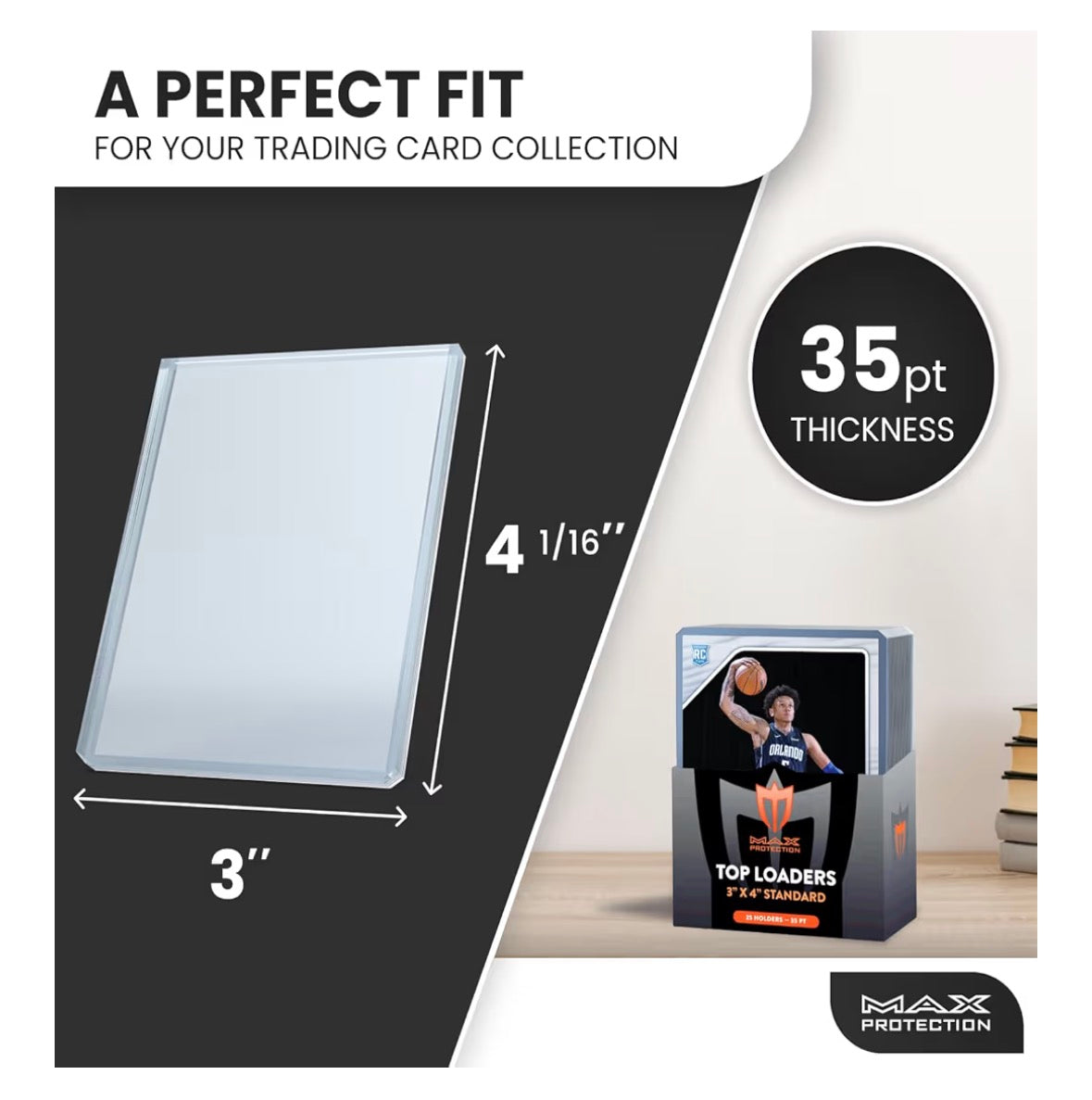 Max Protection 35pt Top Loaders for Cards - 1000 Count - Premium 3x4 Inch Trading Card Toploaders - Protect Your Baseball and Sports Cards with These Crystal Clear Hard Plastic Sleeves Protectors