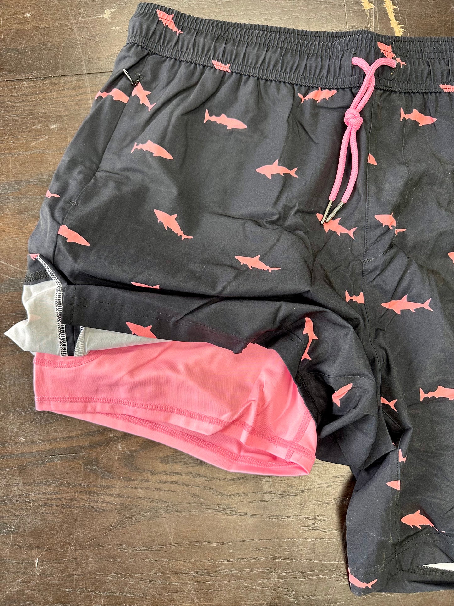 2 in 1 Mens Swim Trunks, 7 Inch Swim Suit Board Shorts (Size XXL)