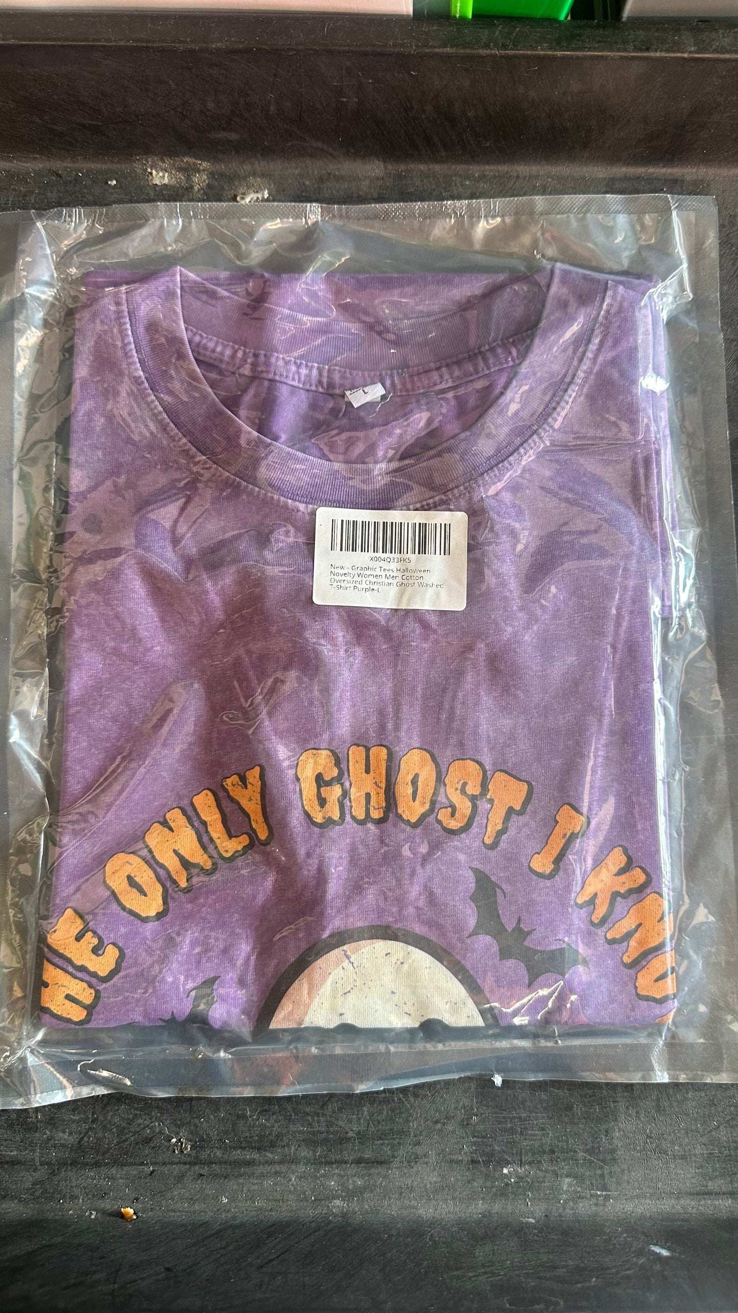 The Only Ghost I Know is The Holy Ghost Halloween Boo Bible T-Shirt (Size Large)