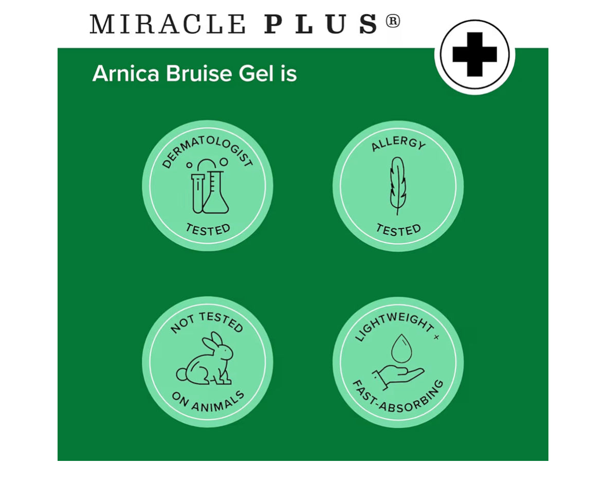 Miracle Plus Natural Arnica Bruise Body Gel | Arnica Montana Lotion For Thin Skin Bruising And Swelling After Surgery | Extra Strength Vitamin K Cream | Skin Care Ointment For Bruises