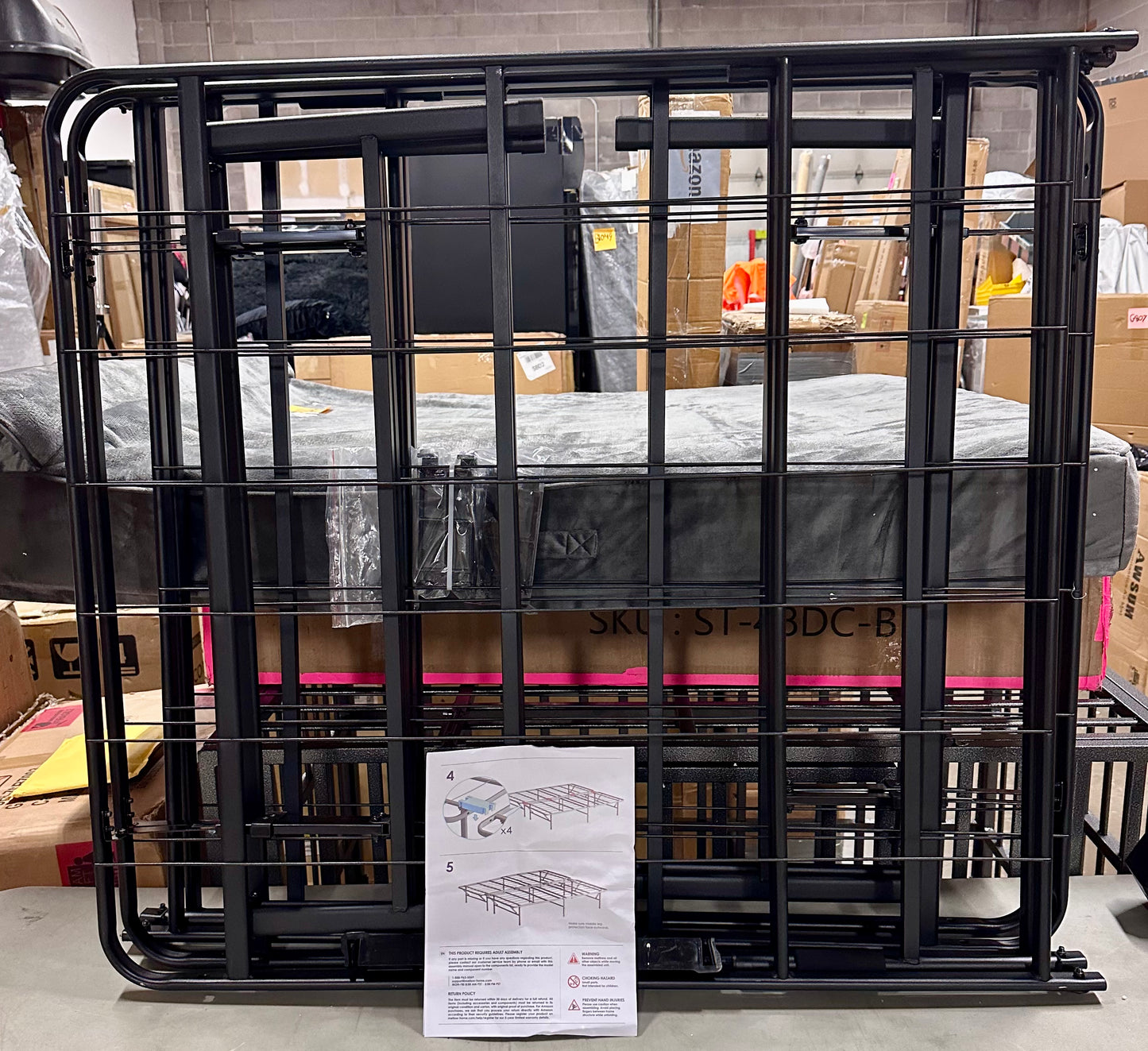 Mellow 14" Quickbase Bifold Metal Platform Bed Frame with Steel Slats, Black, King (B1050)