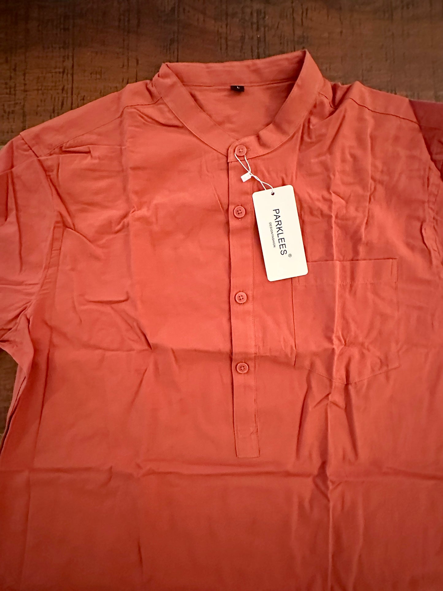 Men's Cotton Henley Shirt Summer LightweightLong Sleeve Casual Top (Size Large)