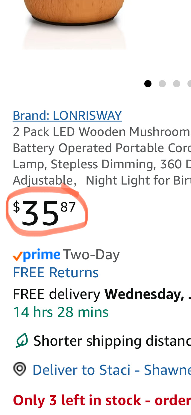 2 Pack LED Wooden Mushroom Lamp, Rechargeable Battery Operated Portable Cordless Touch Switch Small Lamp, Stepless Dimming, 360 Degree Rotation Angle Adjustable,Night Light for Birthday Gifts