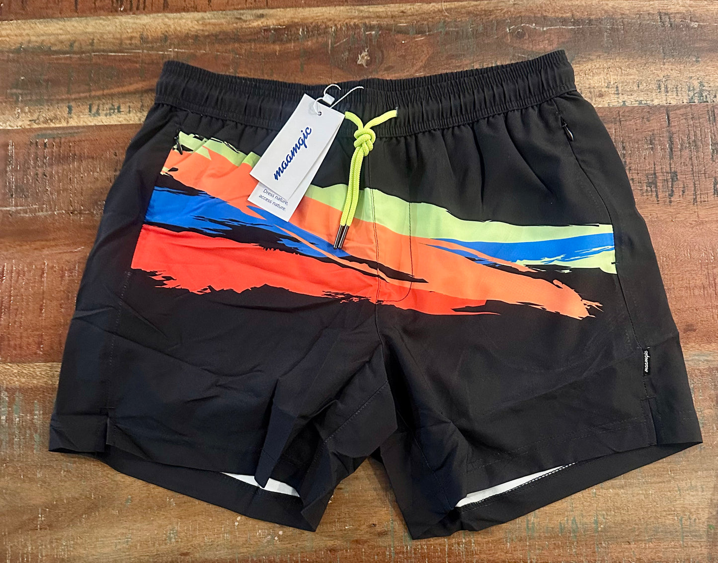 Mens Swim Trunks with Compression Liner, Short Stretch Mens Bathing Suit, Quick Dry Swimming Trunks (Size Med)