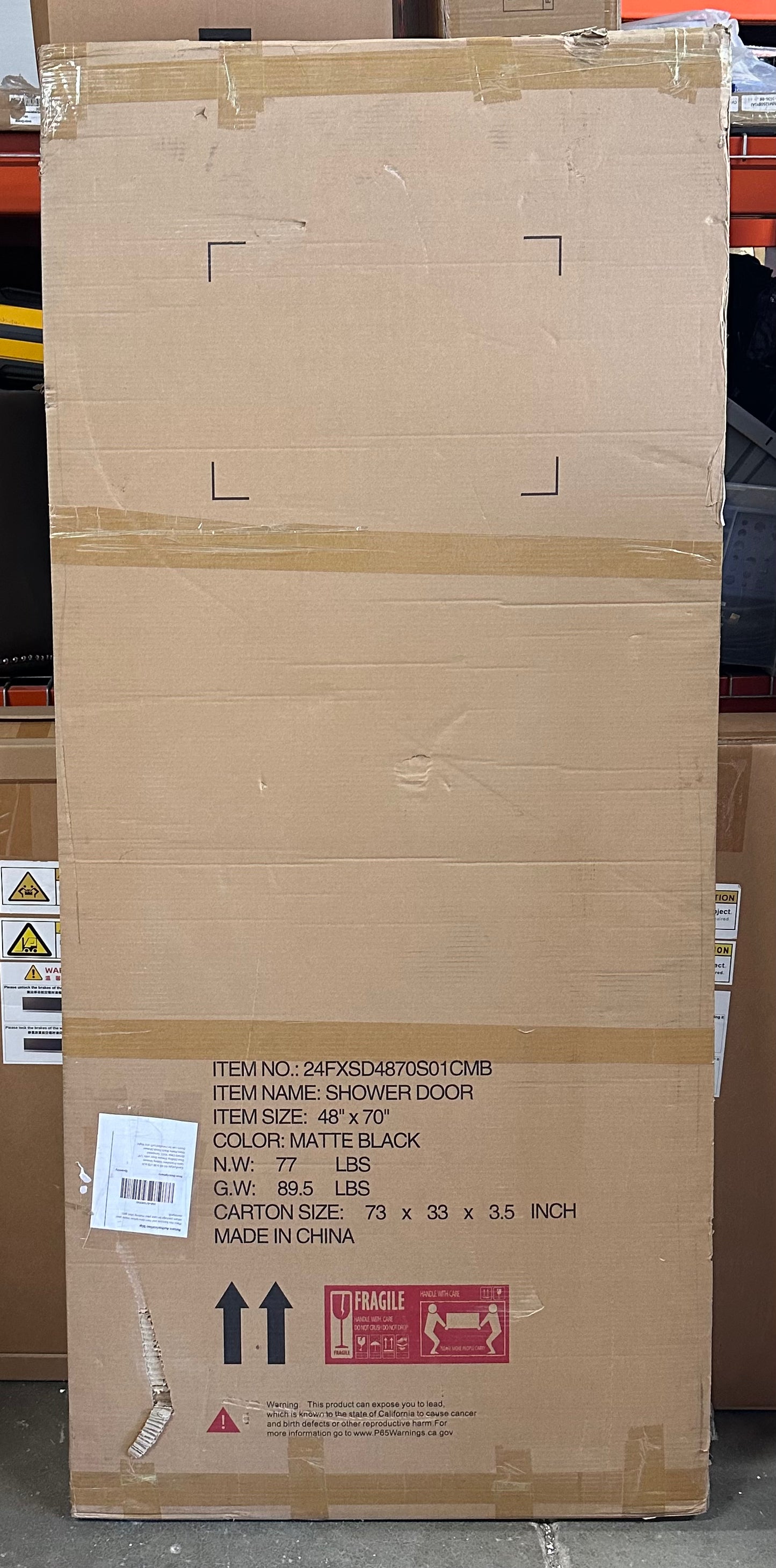 44-48 in.W x70 in.H Semi-Frameless Sliding Shower Door,Sliding Shower Door with 1/4" (6mm) Clear SGCC Tempered Glass,Matte Black Finish,Shower Doors can be Installed Left and Right (B1237)