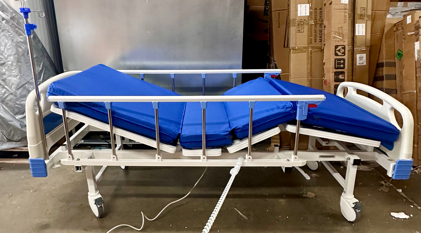 New - Hospital Bed Electric for Home Recovery Use, 530LBS Capacity, with IV Pole, Bed Tray and Mattress (B838)