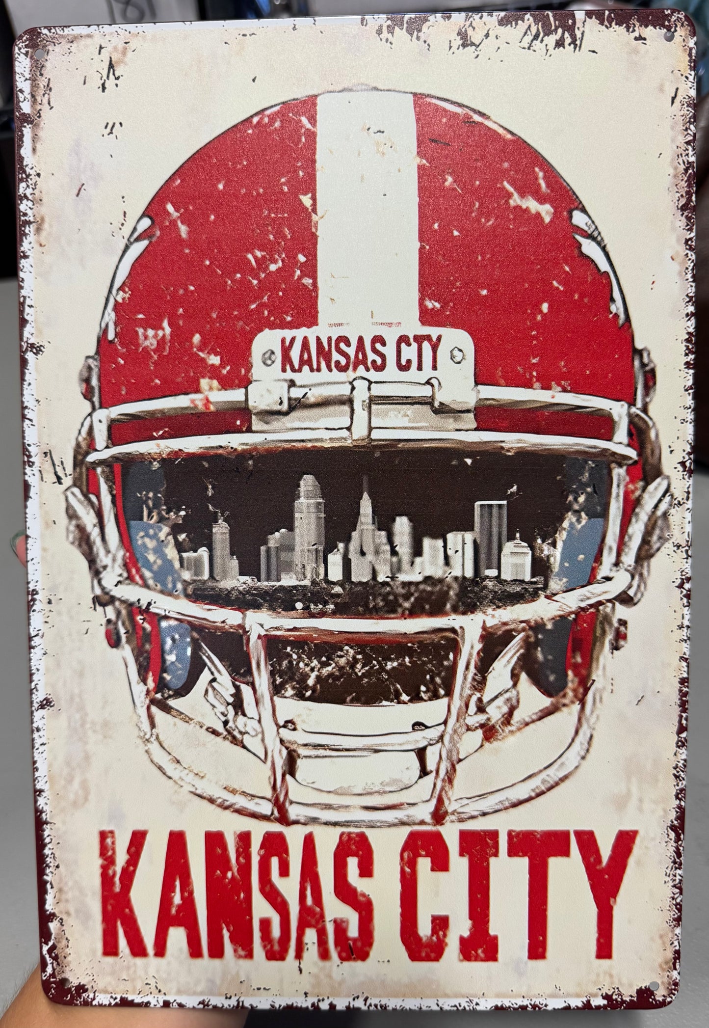 Chiefs Helmet Decorative Sign 10x16 Metal
