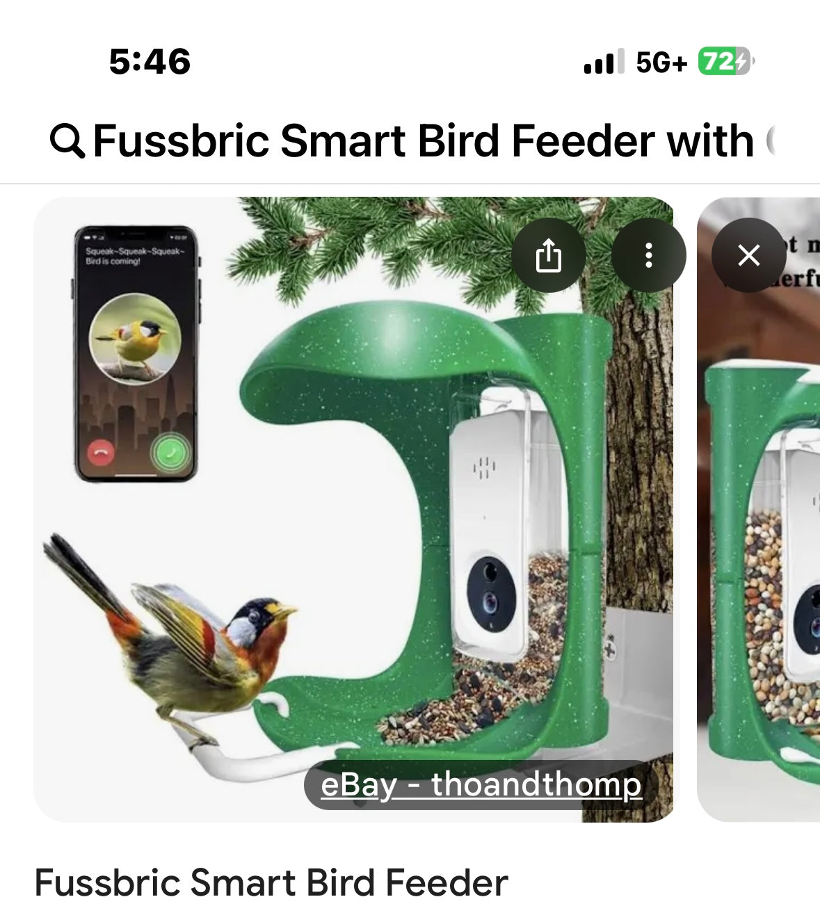 Fussbric Smart Bird Feeder with Camera, AI Recognition, Bird Sensing, WiFi APP Connection - Green