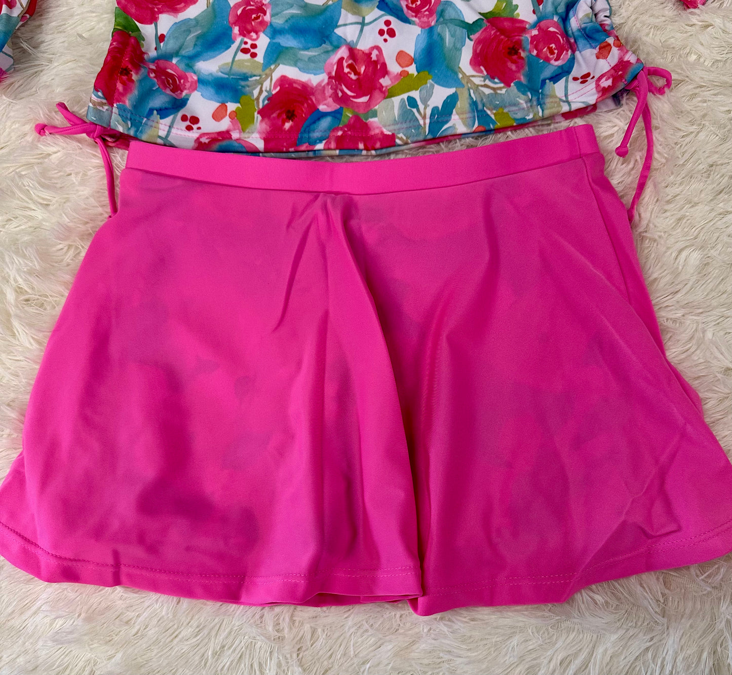 Girls Rash Guard Two Pieces Bathing Suit, Long Sleeve Swimsuit Swimming Skirt with Shorts (Size 11-12, Youth)