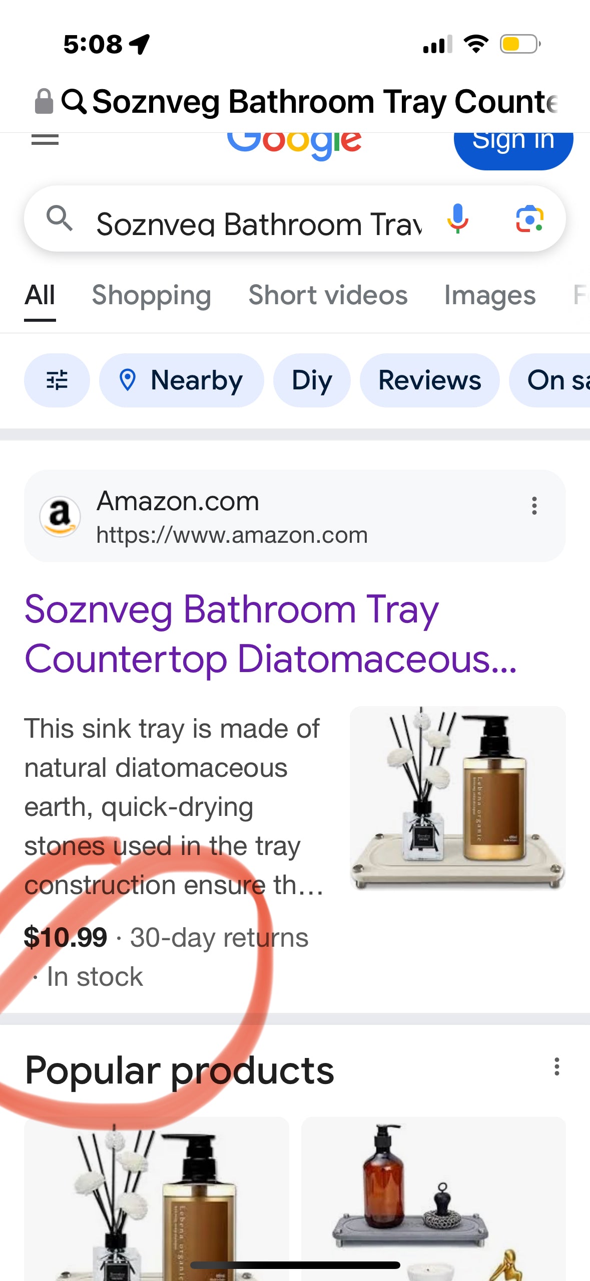 Soznveg Bathroom Tray Countertop Diatomaceous Vanity Tray for Bathroom, Quick Drying Stone Bathroom Organizer Tray, Bathroom Counter Tray Soap Holder for Home Kitchen Decor, Creamy White