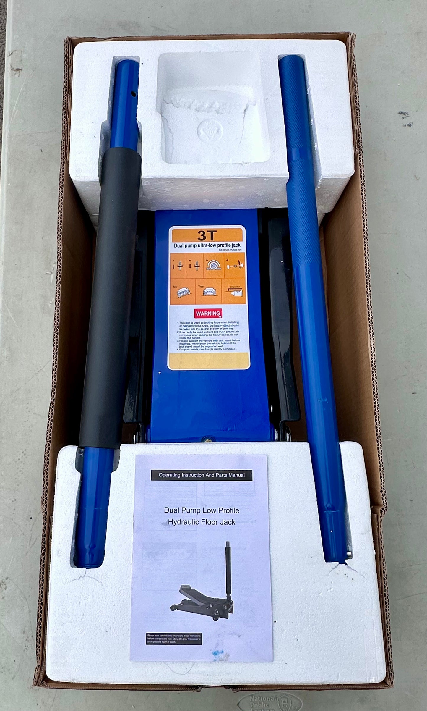 3 Ton Low Profile Jack - Heavy Duty Quick Lift, Steel Hydraulic Floor Jack, Blue, 3.3"-19.7" Height, 6000 LBS
Capacity (G868)