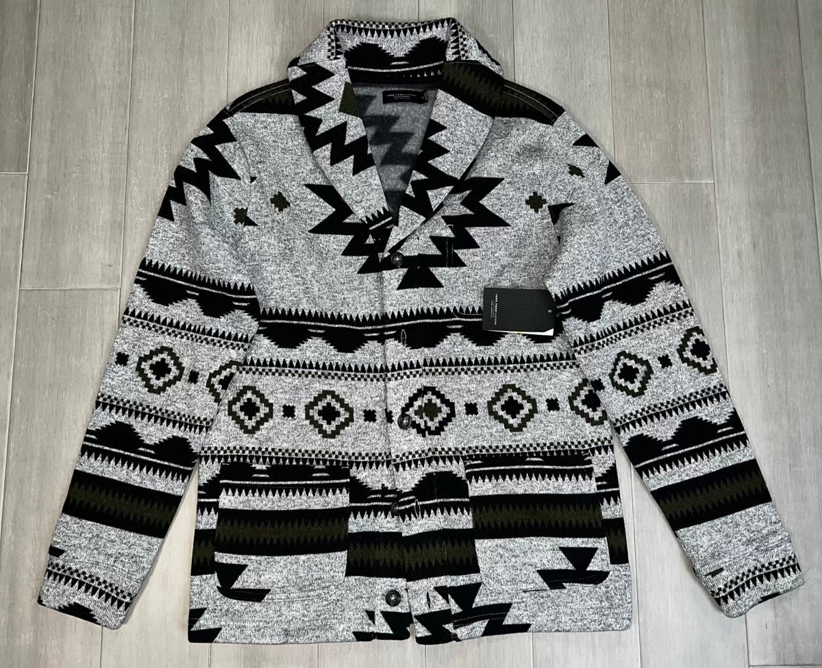 Harper Premium Long Sleeve Sweater Fleece Cardigan | Southwest Style Design | Pockets | Perfect for Layering (Size Small)