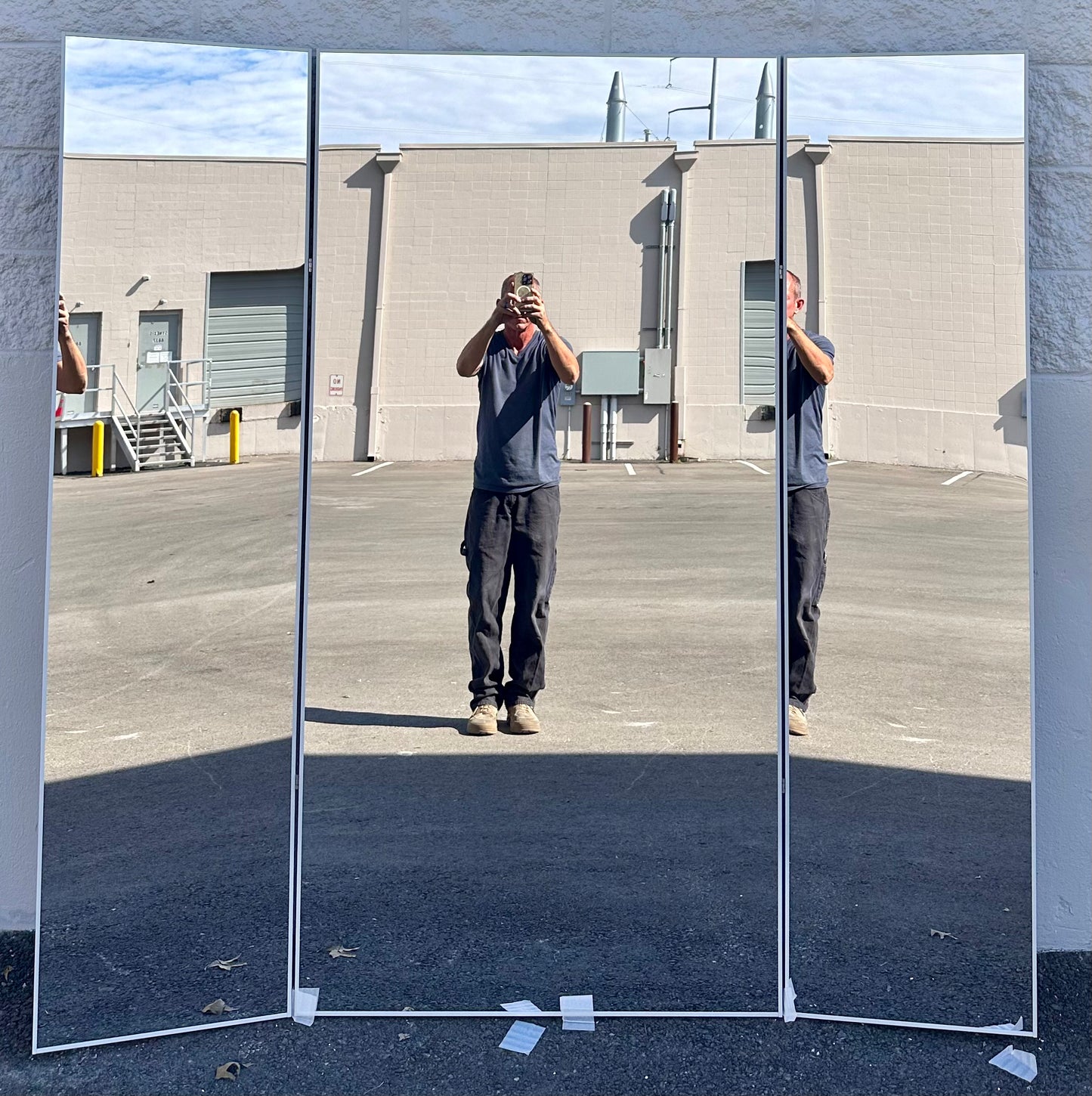 brisafe Full Length Mirror with 360° Wheels, 71"x71" Foldable Floor Mirror with Nano-Tech Shatterproof Film - Ultra-Large Mobile Mirror for Home Gym, Dance Studio & Commercial Spaces (White) (M397)