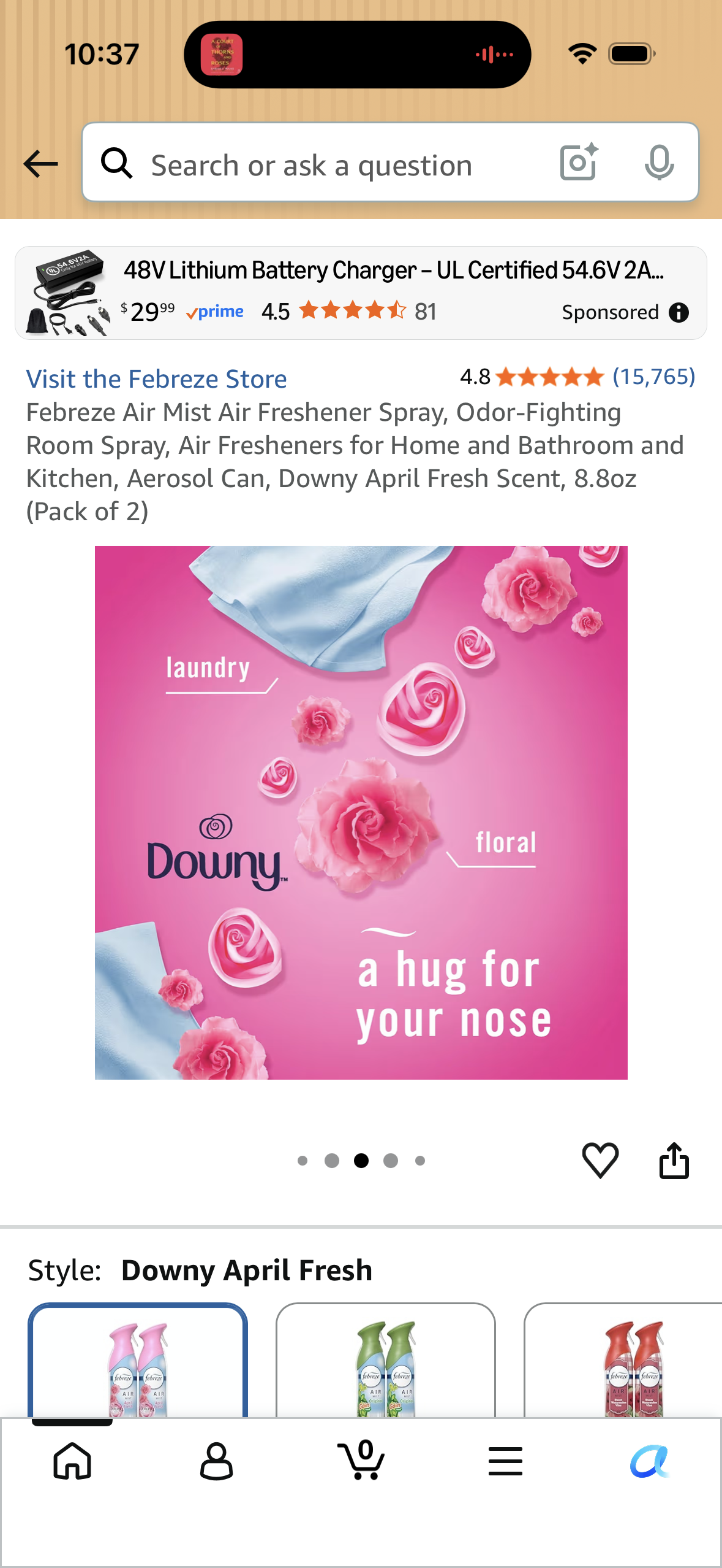 Pack of 2 - Febreze Air Mist Air Freshener Spray, Odor-Fighting Room Spray, Air Fresheners for Home and Bathroom and Kitchen, Aerosol Can, Downy April Fresh Scent, 8.8oz
