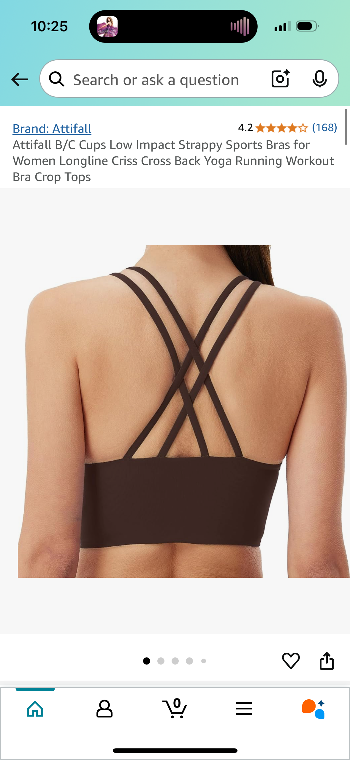 Attifall B/C Cups Low Impact Strappy Sports Bras for Women Longline Criss Cross Back Yoga Running Workout Bra Crop Tops Size Small