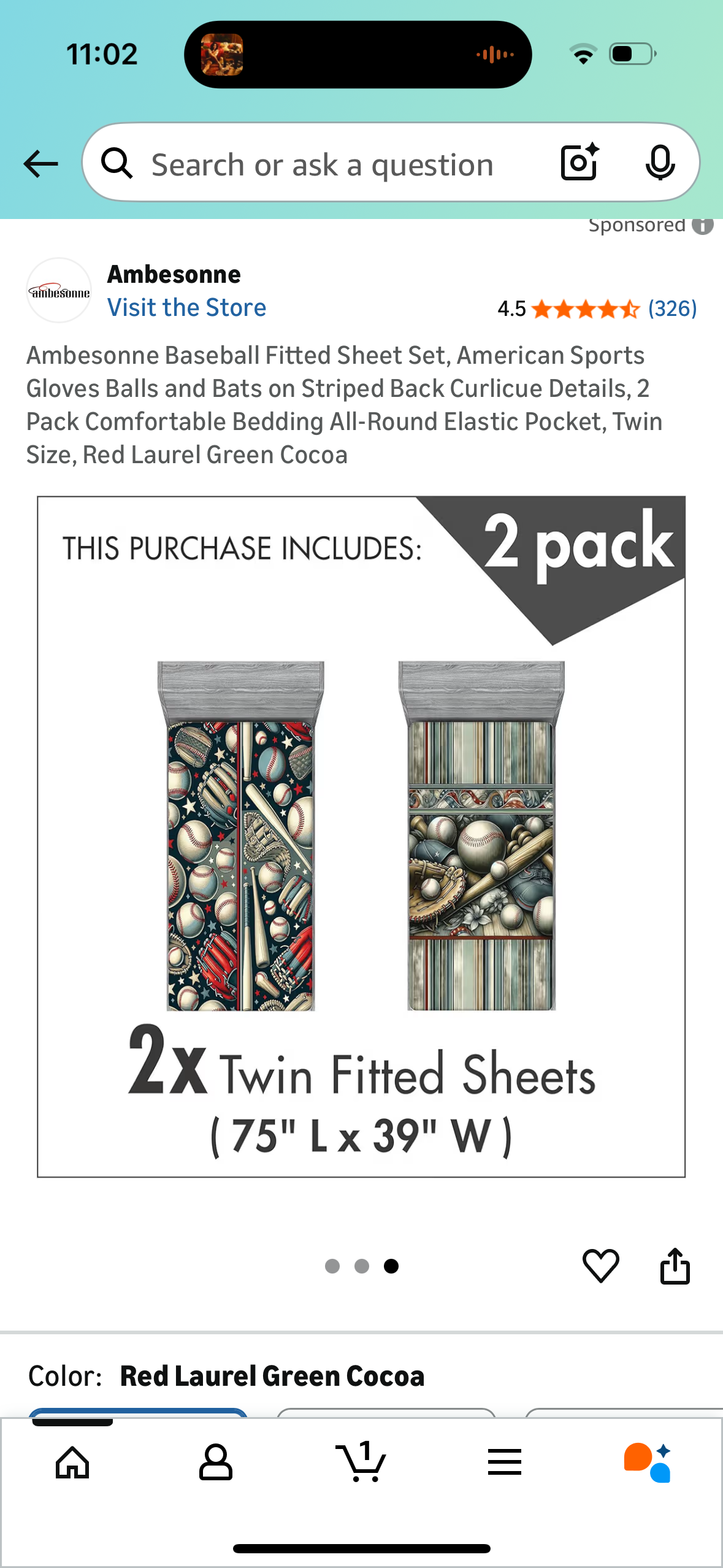 Ambesonne Baseball Fitted Sheet Set, American Sports Gloves Balls and Bats on Striped Back Curlicue Details, 2 Pack Comfortable Bedding All-Round Elastic Pocket, Twin Size, Red Laurel Green Cocoa