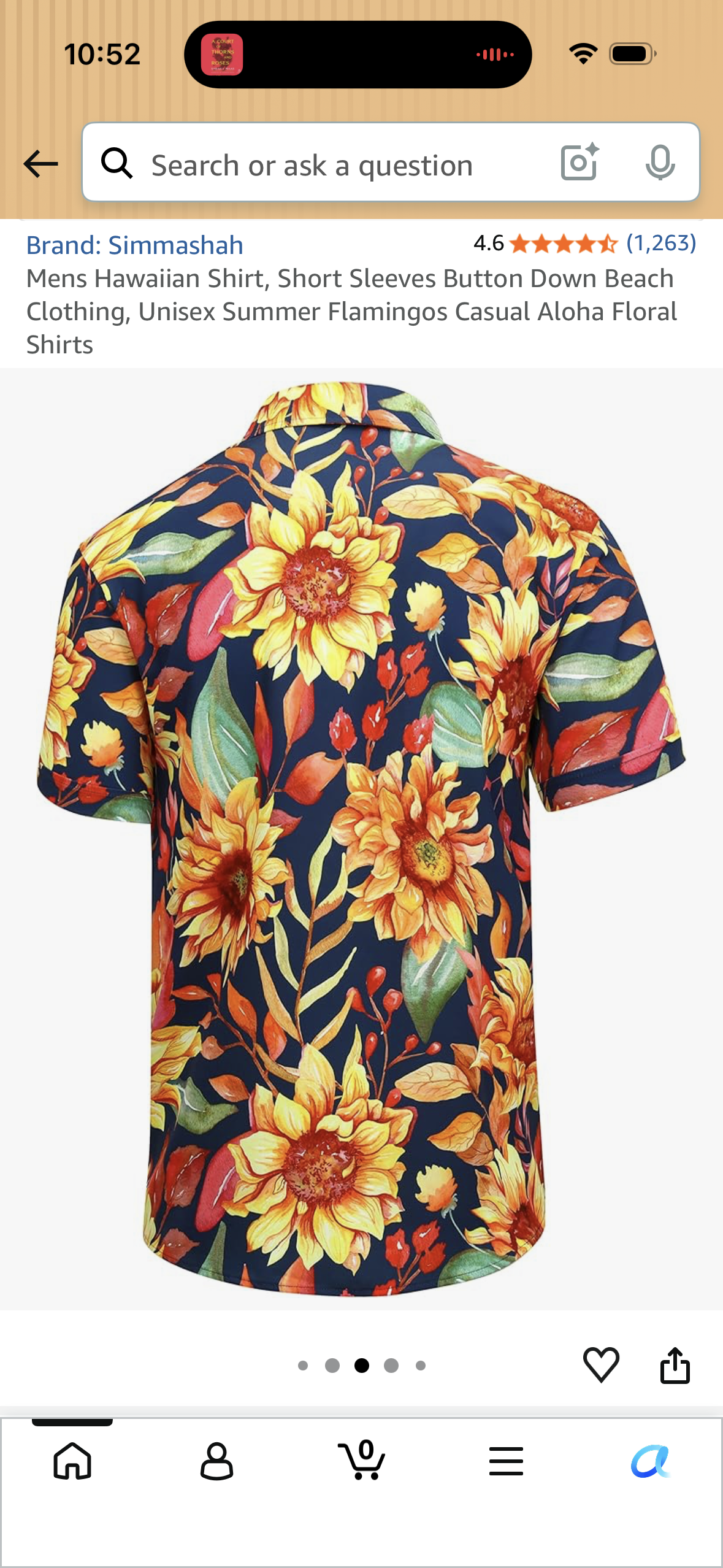 Mens Hawaiian Shirt, Short Sleeves Button Down Beach Clothing, Unisex Summer Flamingos Casual Aloha Floral Shirts (Size Medium)