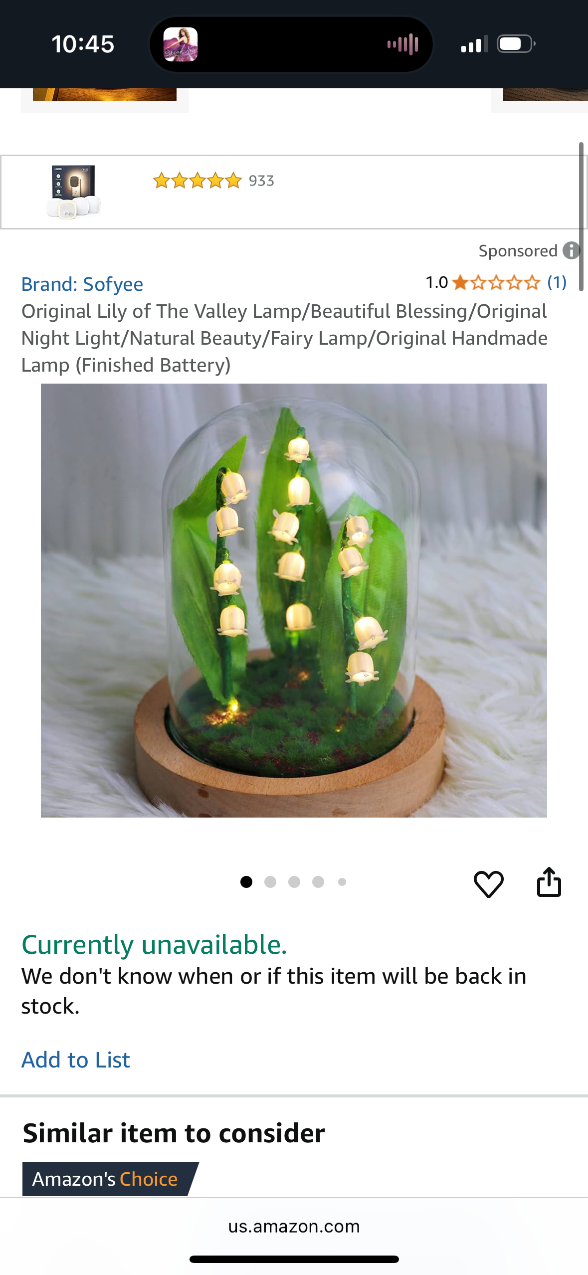 Original Lily of The Valley Lamp/Beautiful Blessing/Original Night Light/Natural Beauty/Fairy Lamp/Original Handmade Lamp (Finished Battery)