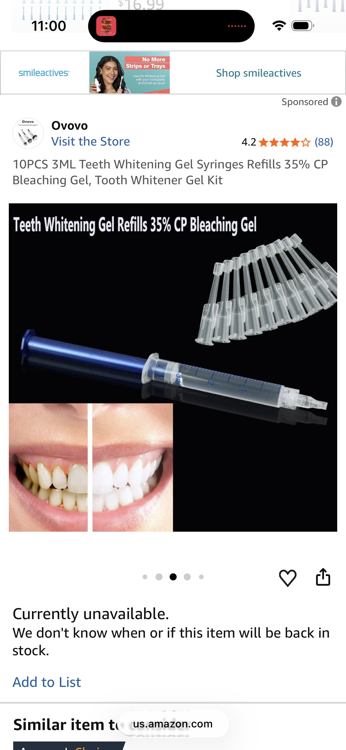 10PCS 3ML Teeth Whitening Gel Syringes Refills 35% CP Bleaching Gel, Tooth Whitener Gel Kit
