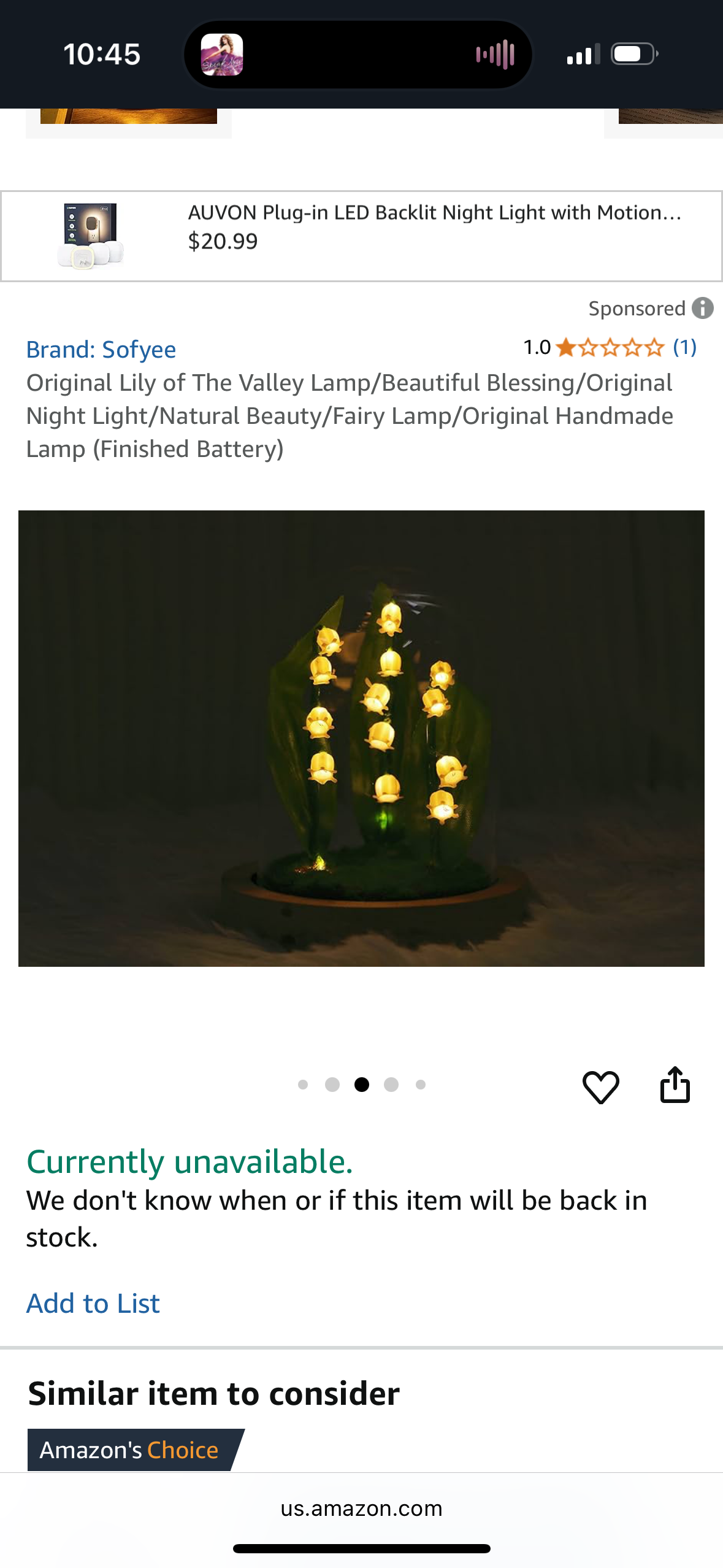 Original Lily of The Valley Lamp/Beautiful Blessing/Original Night Light/Natural Beauty/Fairy Lamp/Original Handmade Lamp (Finished Battery)