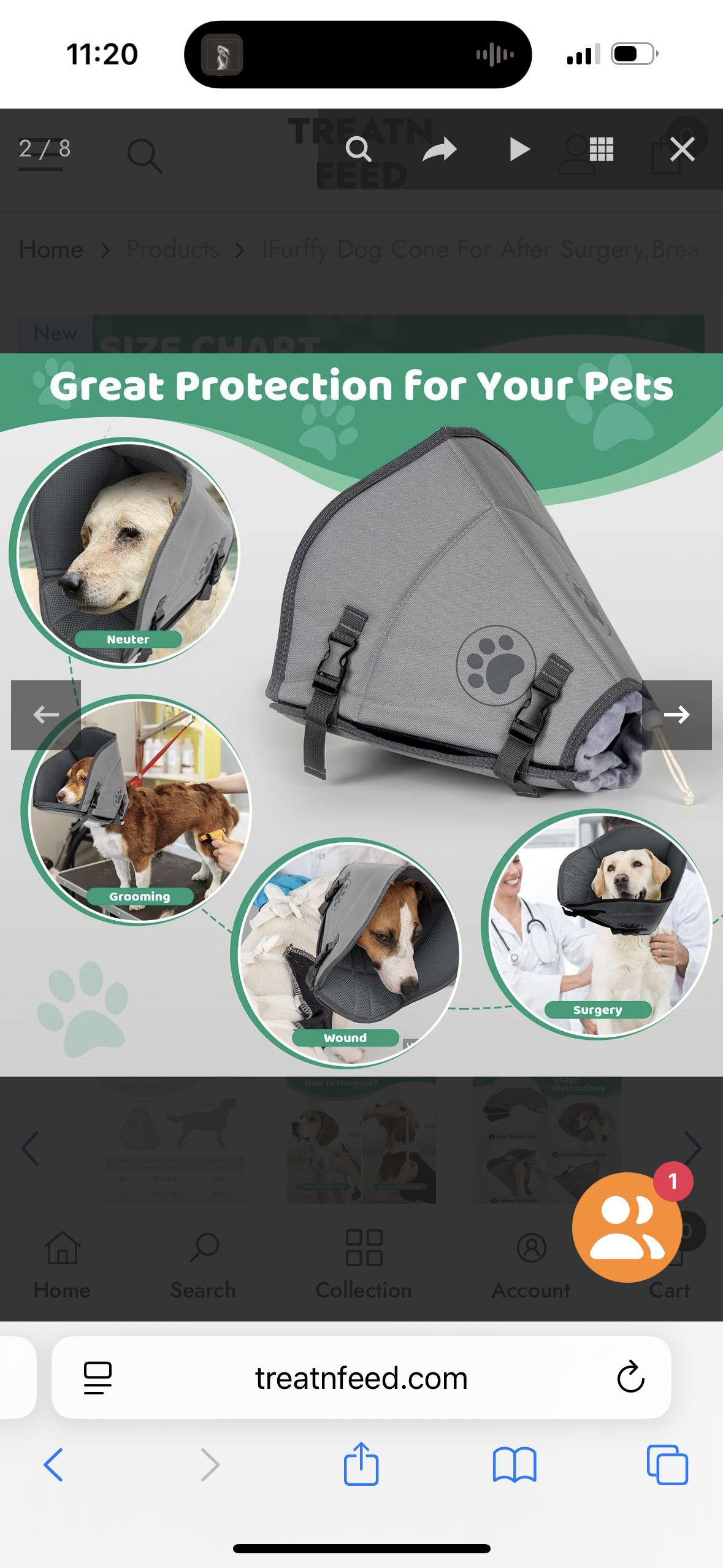 IFurffy Dog Cone For After Surgery,Breathable Soft Dog Cone For Large Medium Small Size Dog, Adjustable Drawstring And Buckle Dog Recovery Collar To Stop Licking And Scratching Wound ,L